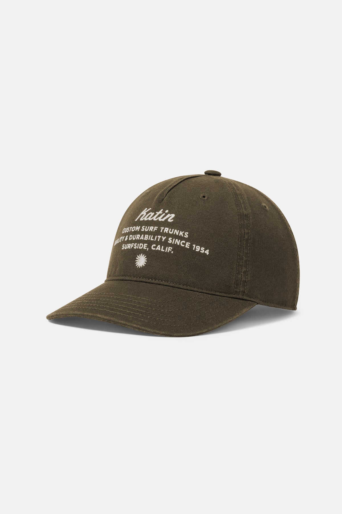 dark green cap with white logo on a white background