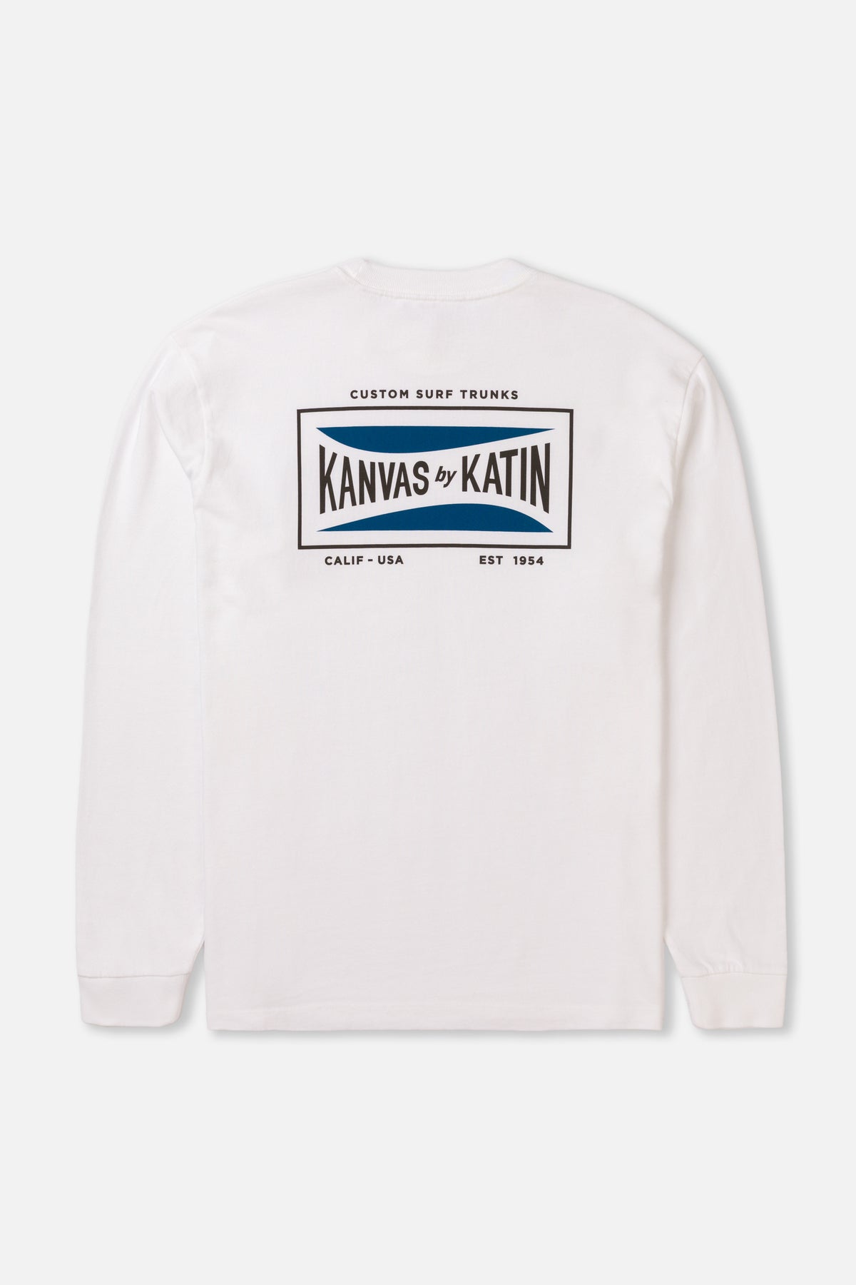 White long-sleeve shirt with Kanvas by Katin logo on a white background