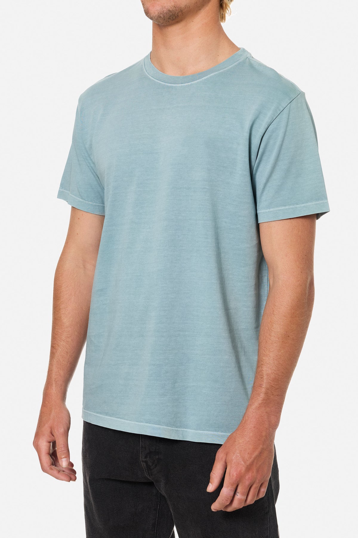 Katin Standard Tee - Old in Air Force Blue, on model, side #color_air force blue