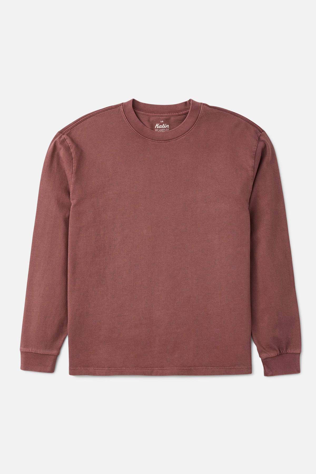Katin Box Fit LS Tee in French Roast Vintage Wash - front view