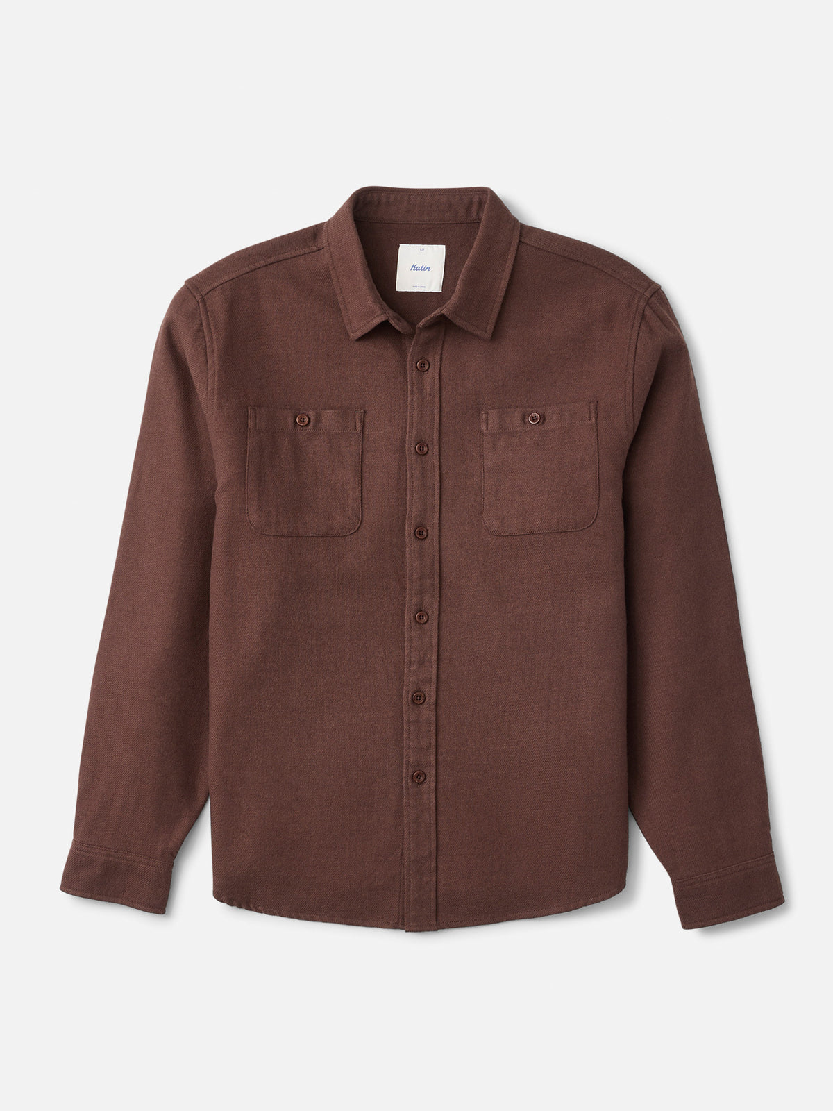 Katin Sierra Flannel in French Roast midweight flannel, flat, front #color_french roast