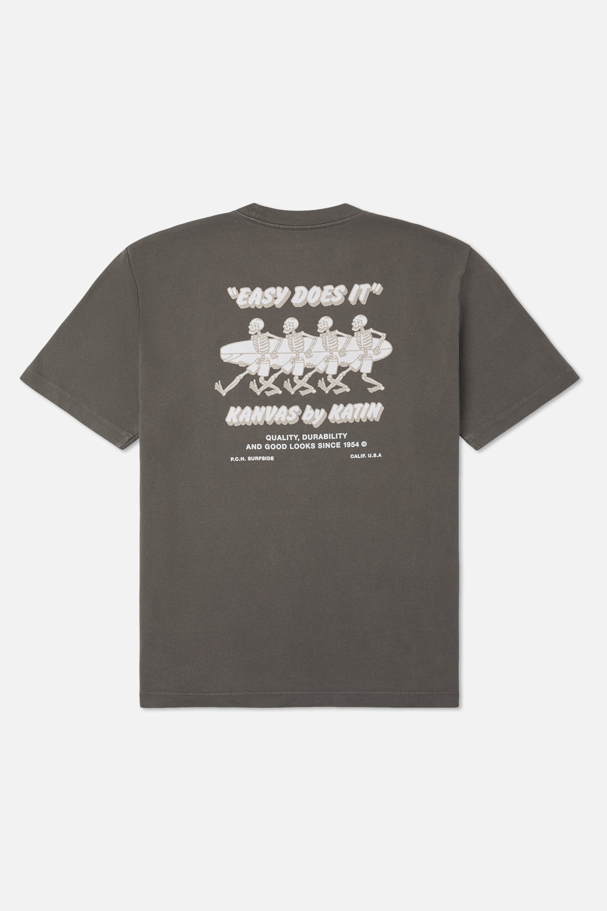 Katin Bones Box Fit Tee in Lead Vintage Wash - back view