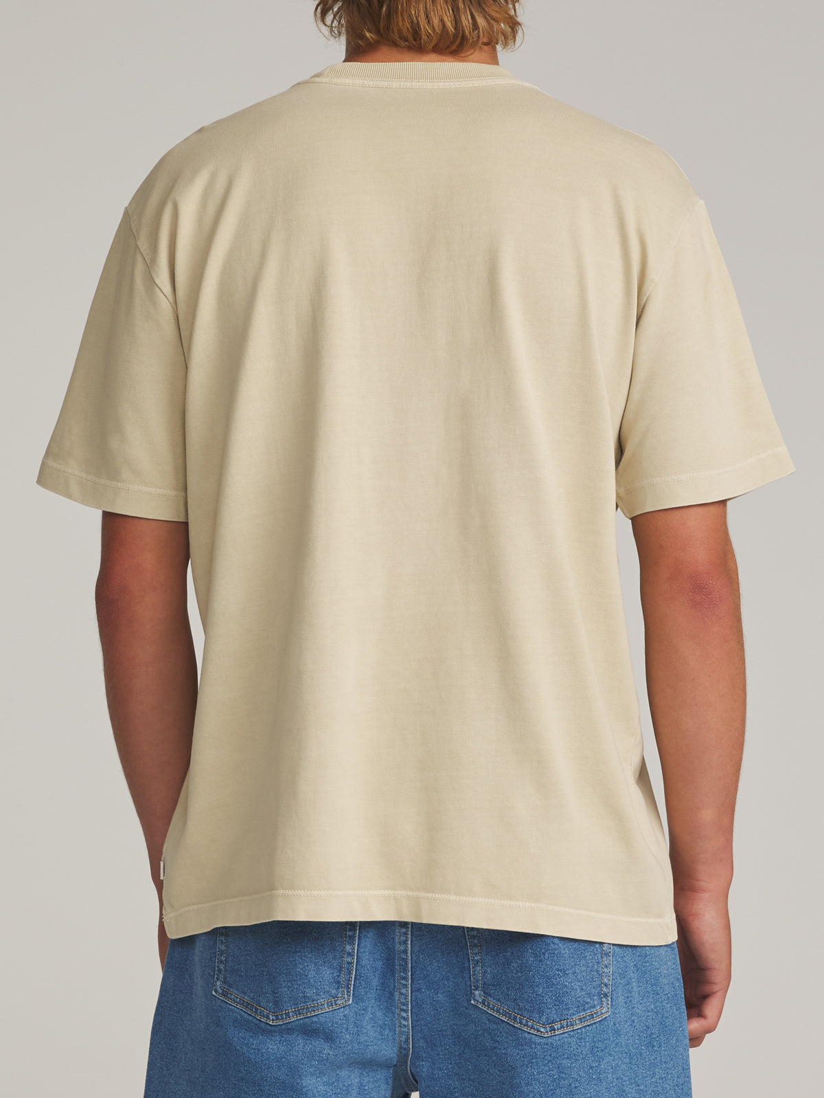 Katin Brisa Box Fit Tee in Pelican Vintage Wash - worn on model, back