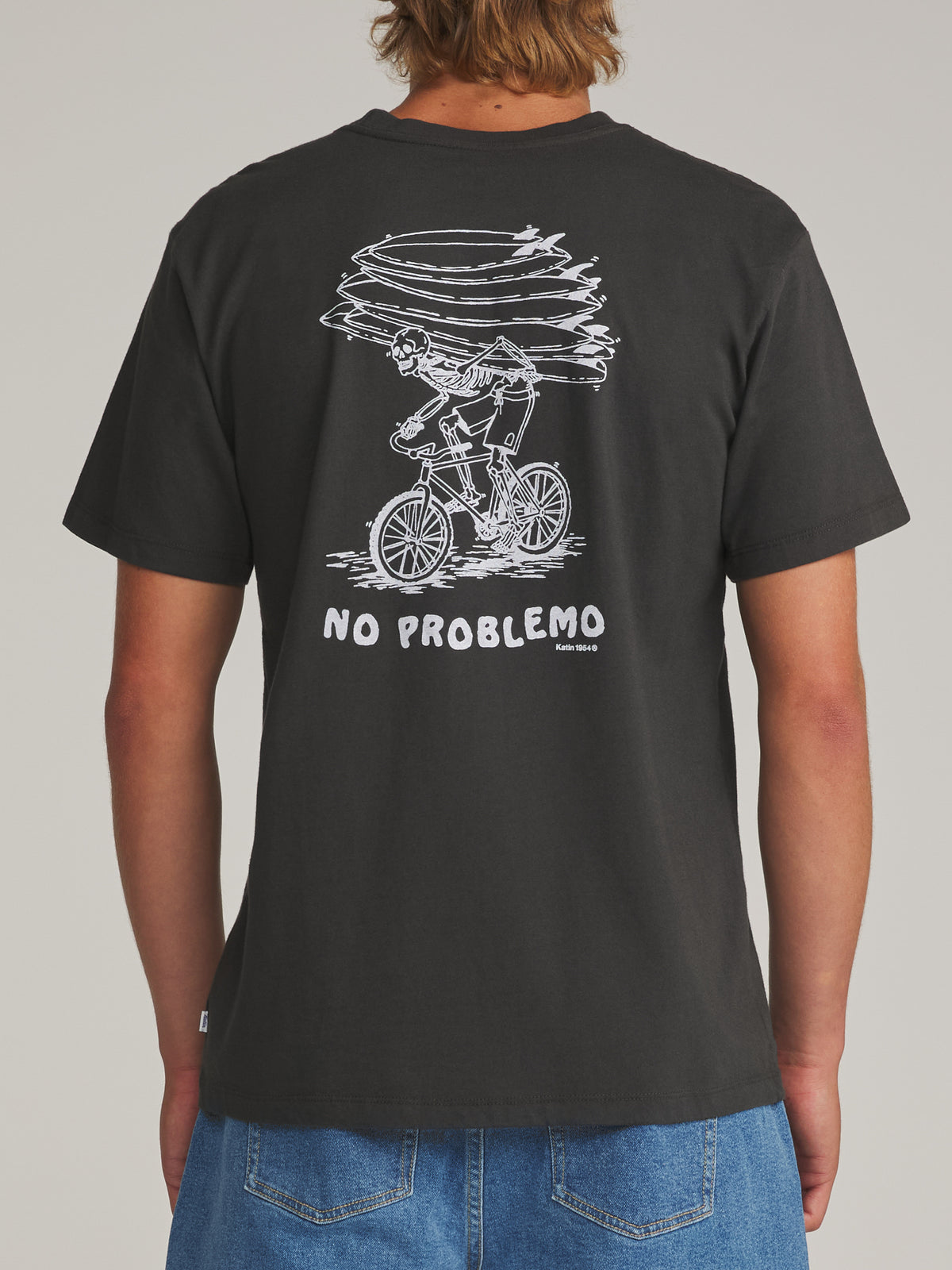 Katin Trek Tee in Black Wash - worn on model, back