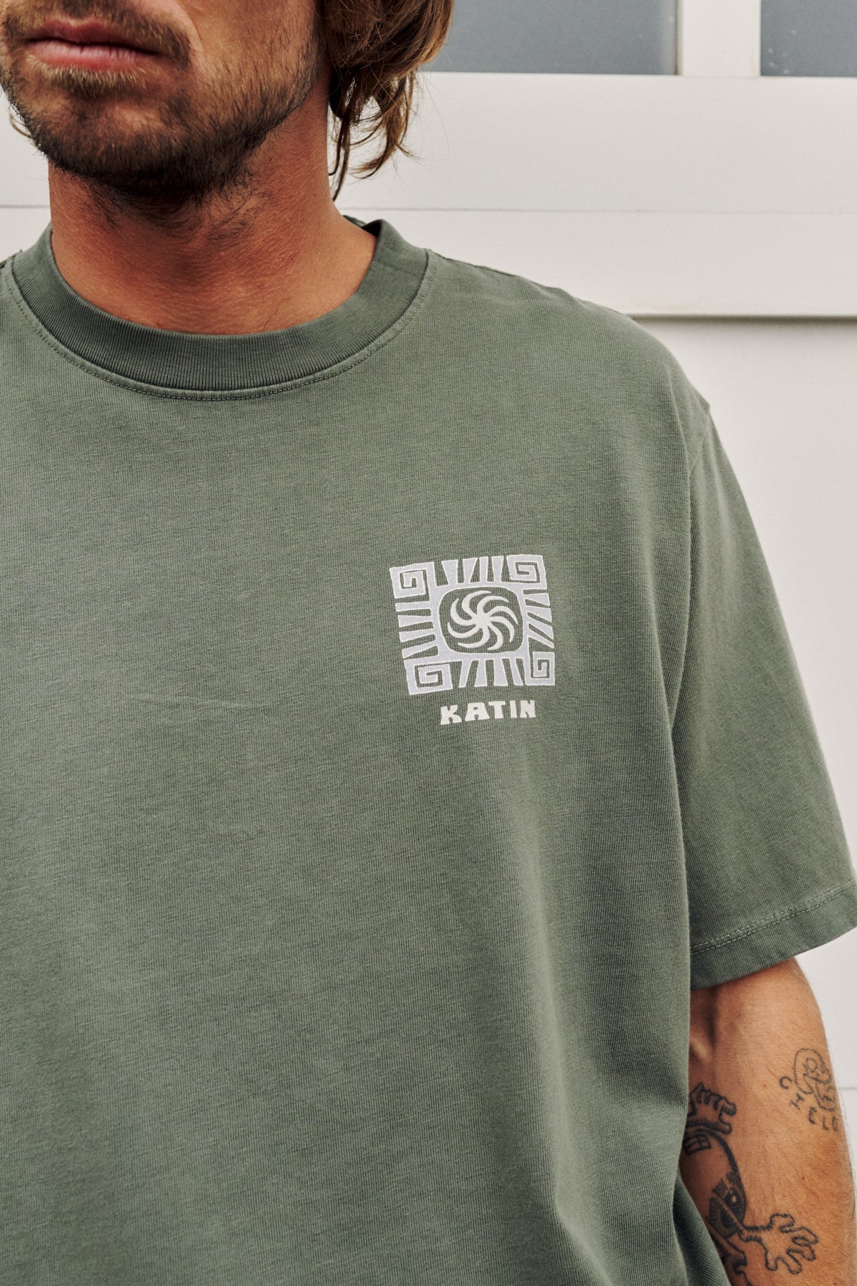 Katin Root Box Fit Tee in Clover Vintage Wash - lifestyle