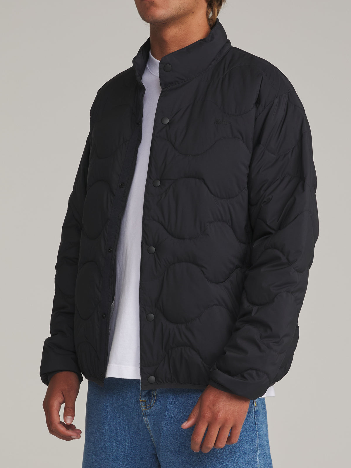 Katin Otg Ross Puffer in Black - worn on model, side