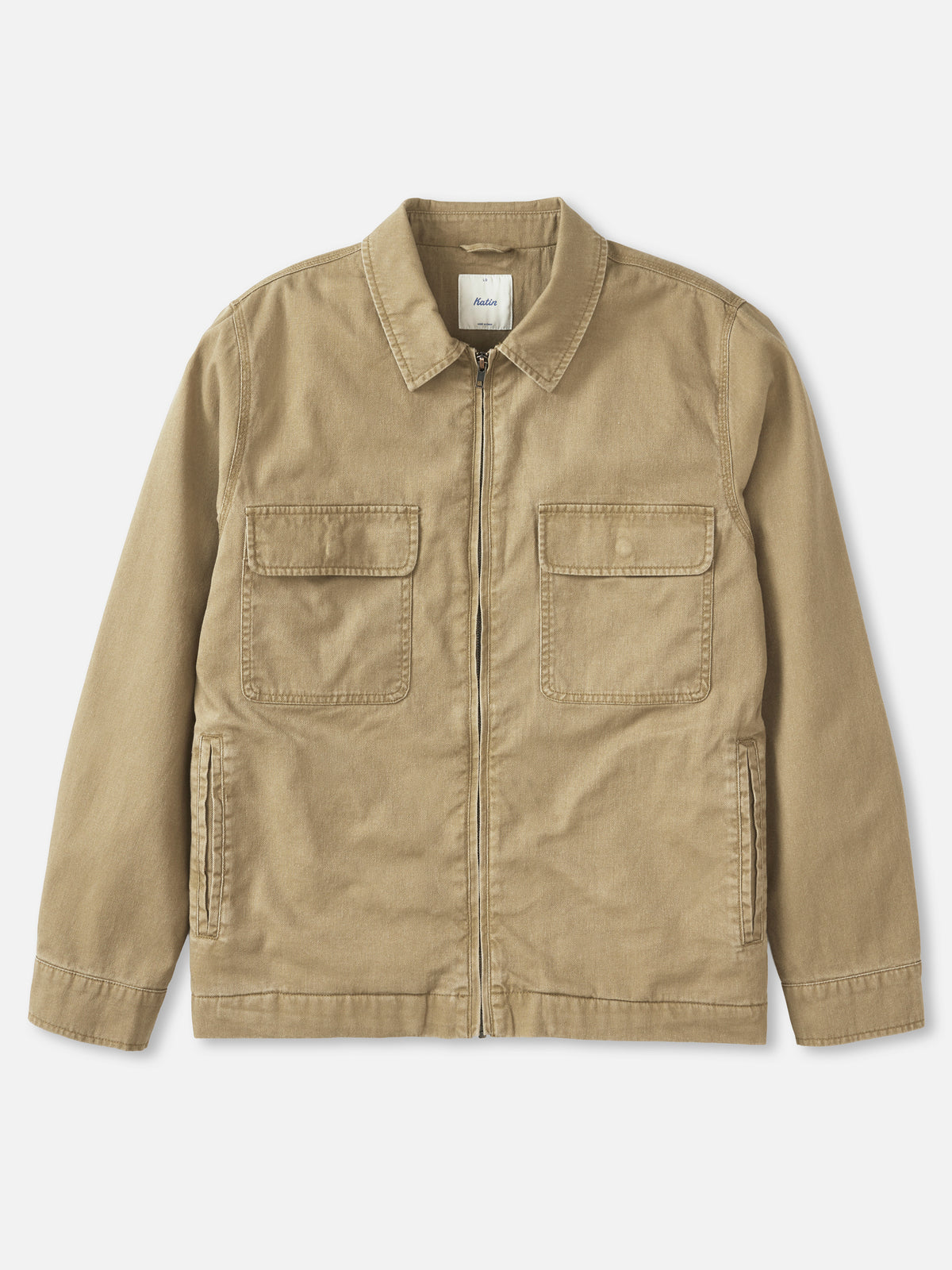 Katin Petrol Jacket in Elmwood slub jacquard, flat, front #color_elmwood