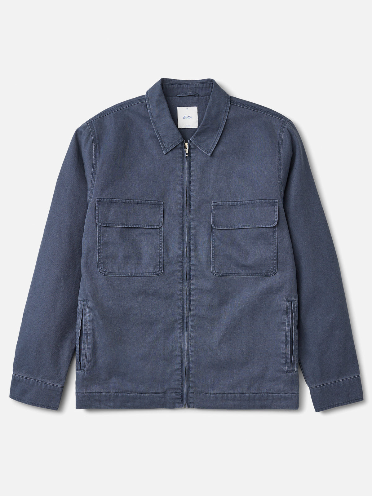 Katin Petrol Jacket in Washed Blue slub jacquard, flat, front #color_washed blue