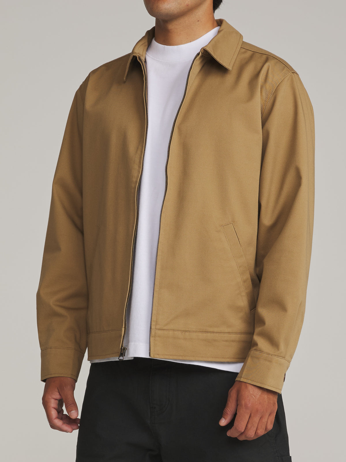 Katin Sam Jacket in Light Brown - worn on model, side