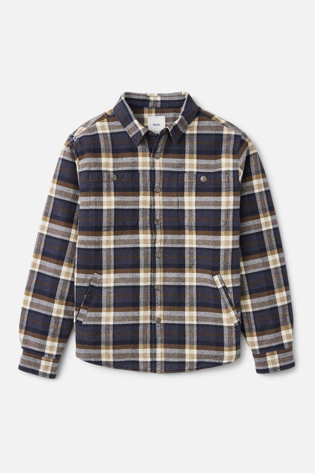 Katin Harold Plaid Shirt Jacket in Navy - front view