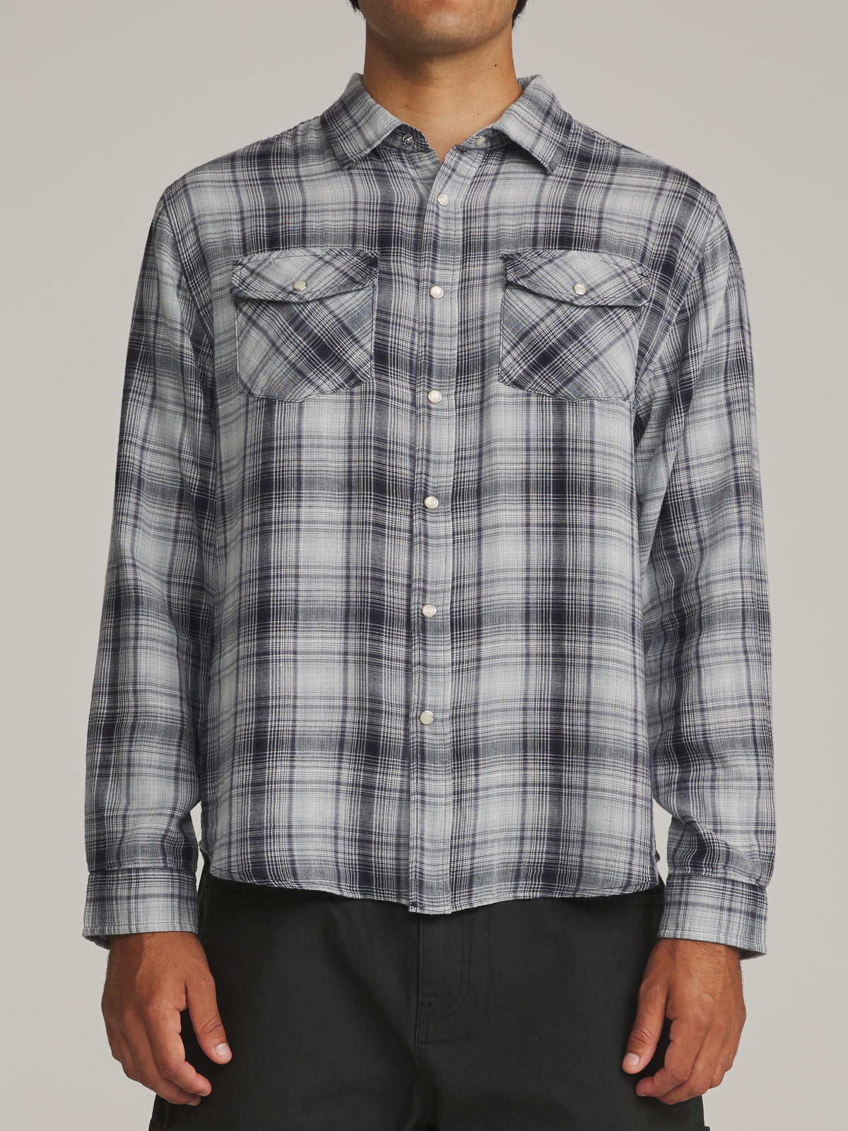 Katin Darren Shirt in Washed Blue - worn on model, front