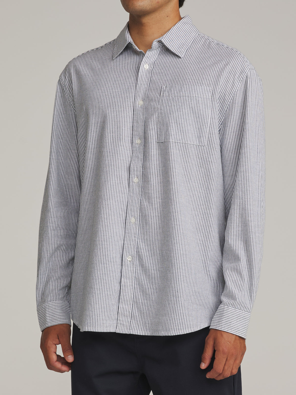 Katin Ezra Ls Shirt in Black - worn on model, side