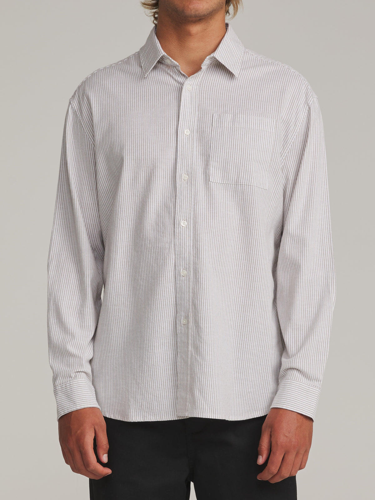 Katin Ezra Ls Shirt in Moss - worn on model, front