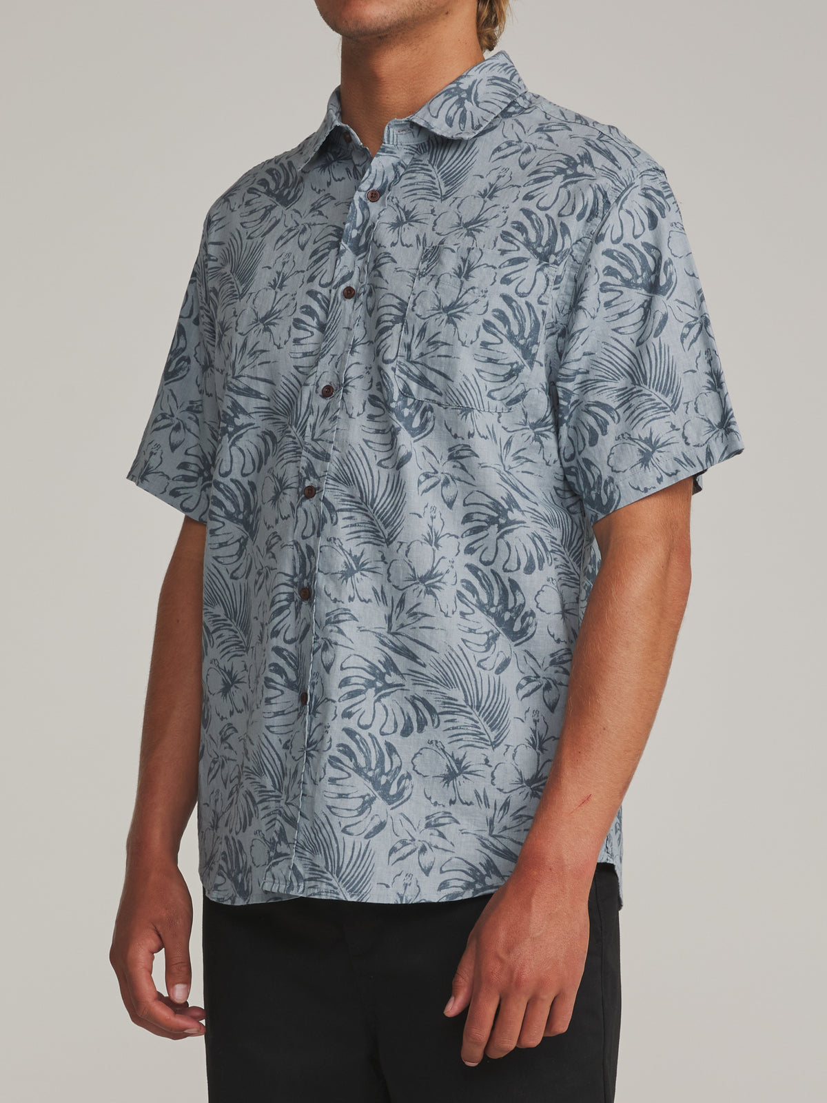Katin Moco Shirt in Gray Blue - worn on model, side