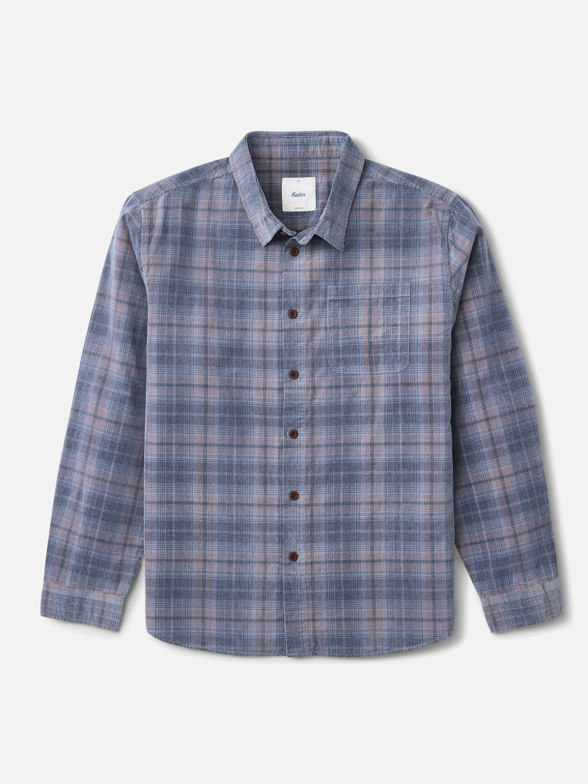 Katin Stevie Shirt in Storm Blue 18 wale corduroy, flat, front #color_storm blue