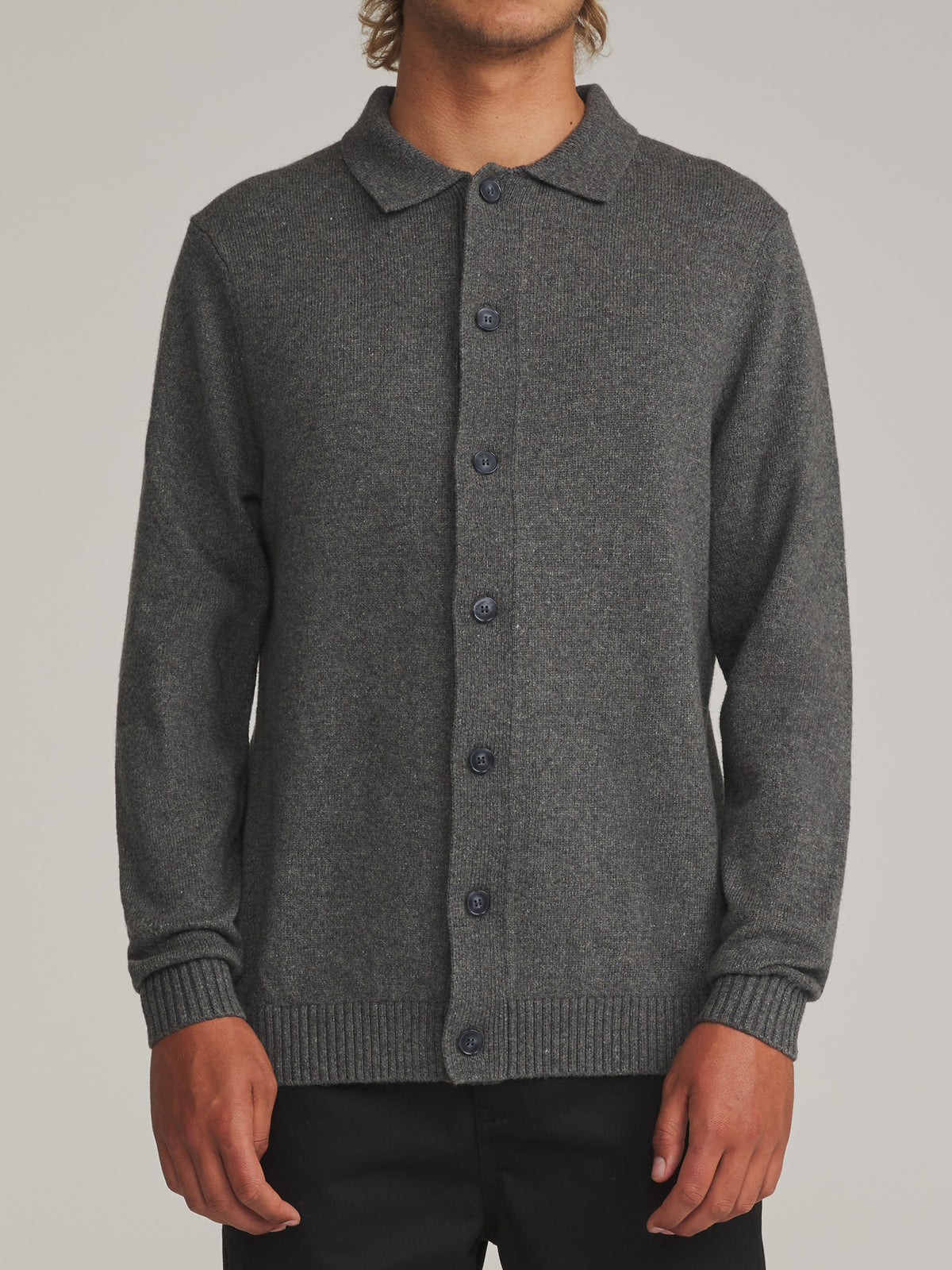 Katin Conor Sweater in Dark Heather Gray, on model, front #color_dark heather gray