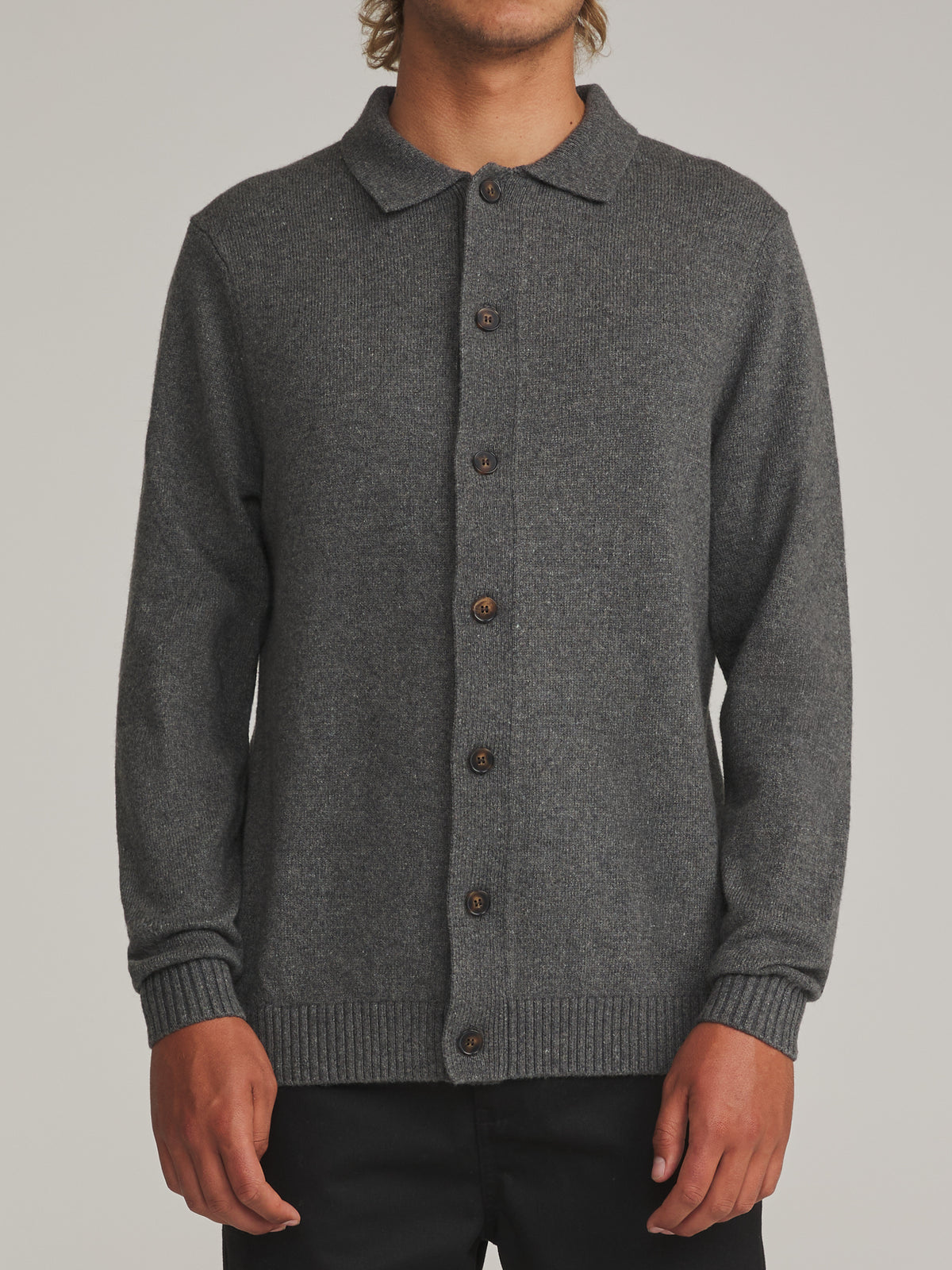 Katin Conor Sweater in Dark Heather Gray - worn on model, front