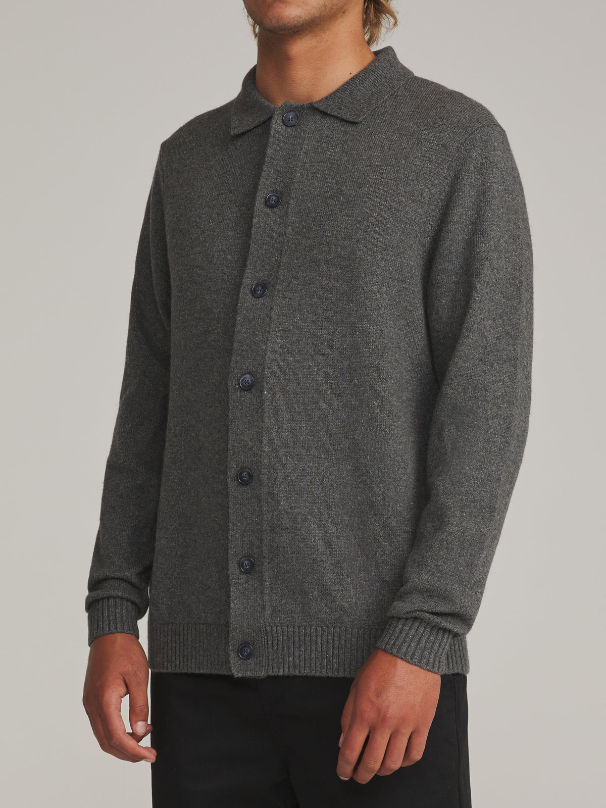 Katin Conor Sweater in Dark Heather Gray, on model, side #color_dark heather gray