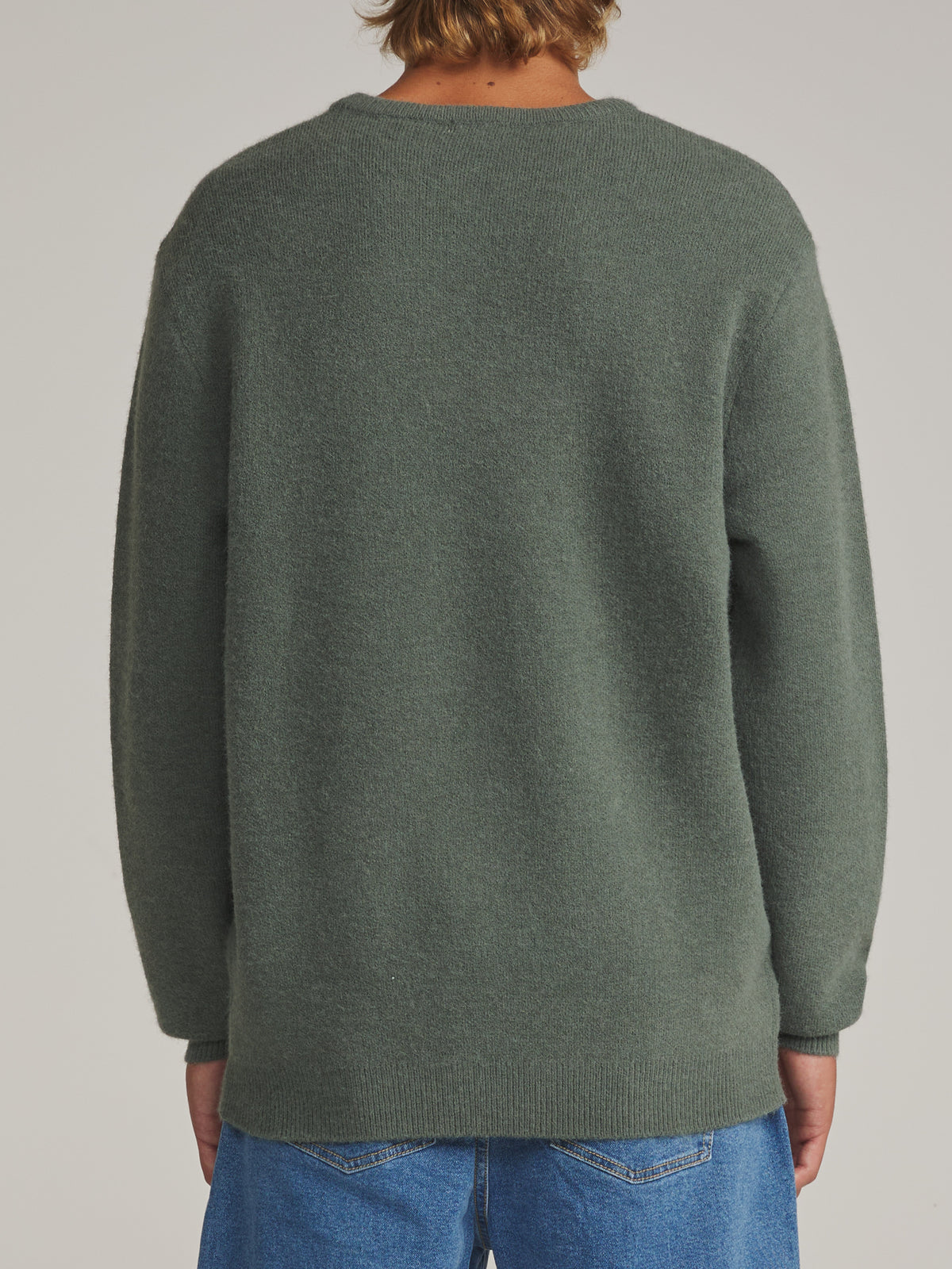 Katin Rivers Sweater in Gray Green - worn on model, back