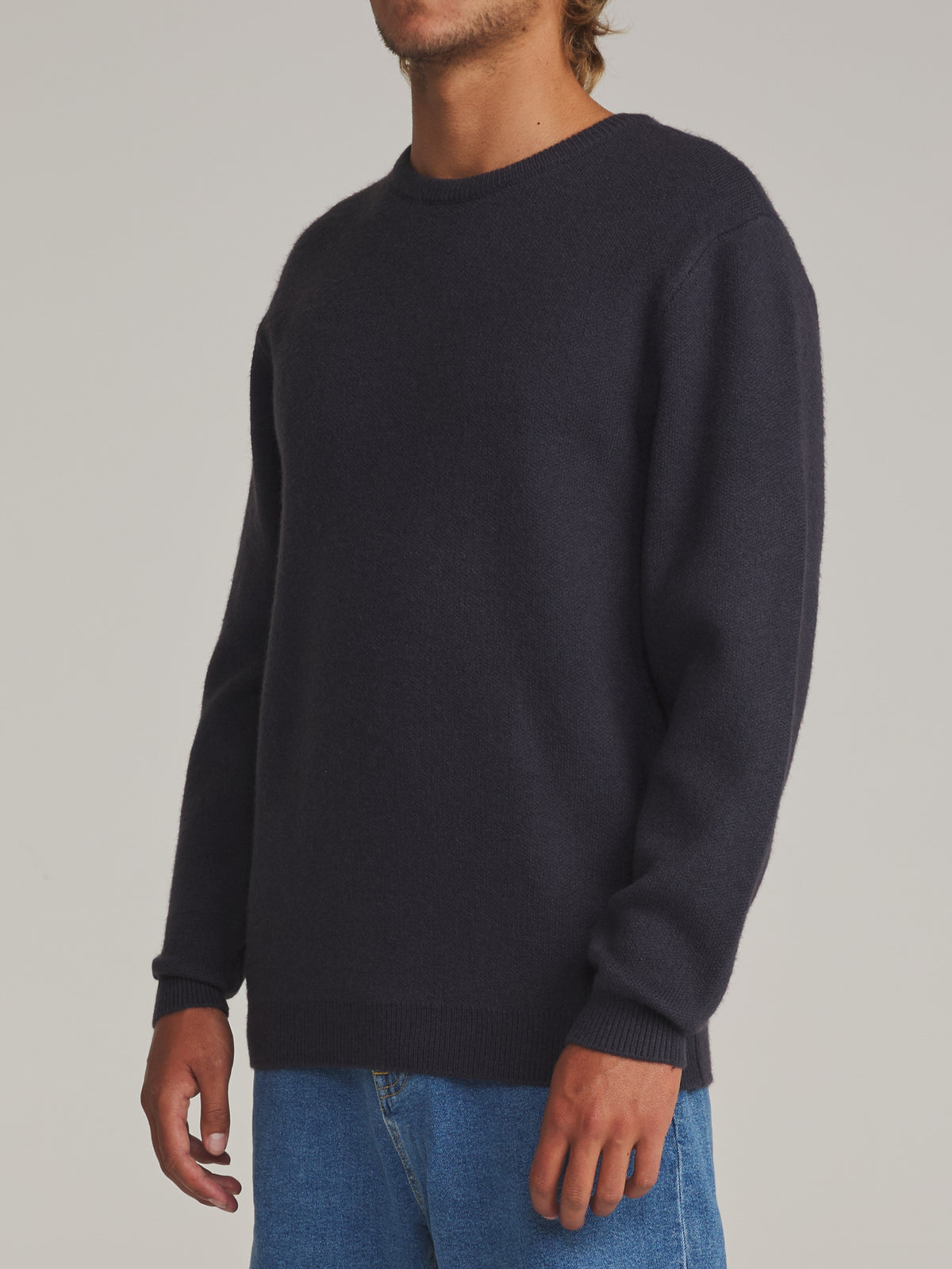 Katin Rivers Sweater in Polar Navy - worn on model, side