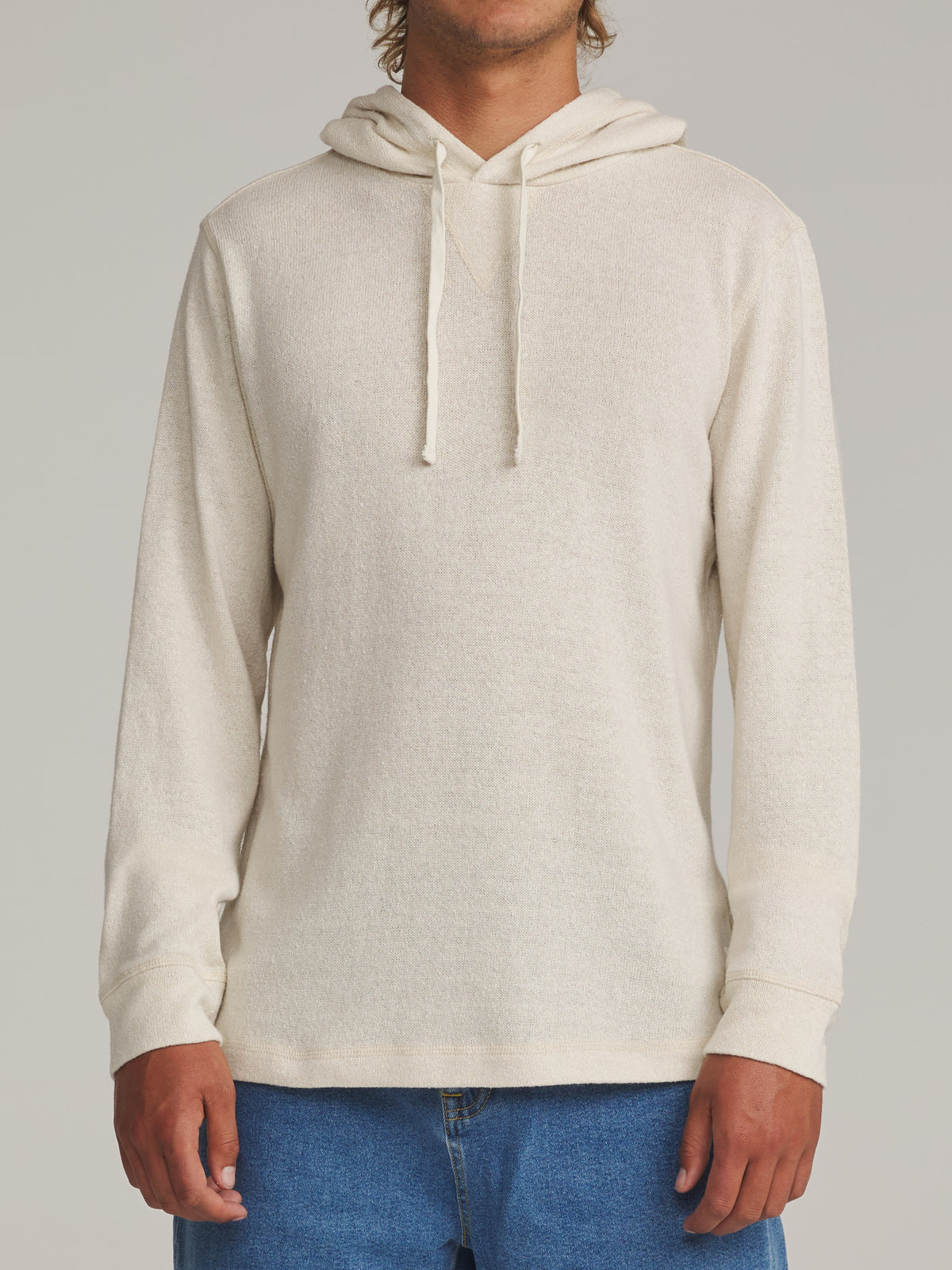 Katin Sock Hood Sweater in Birch - worn on model, front