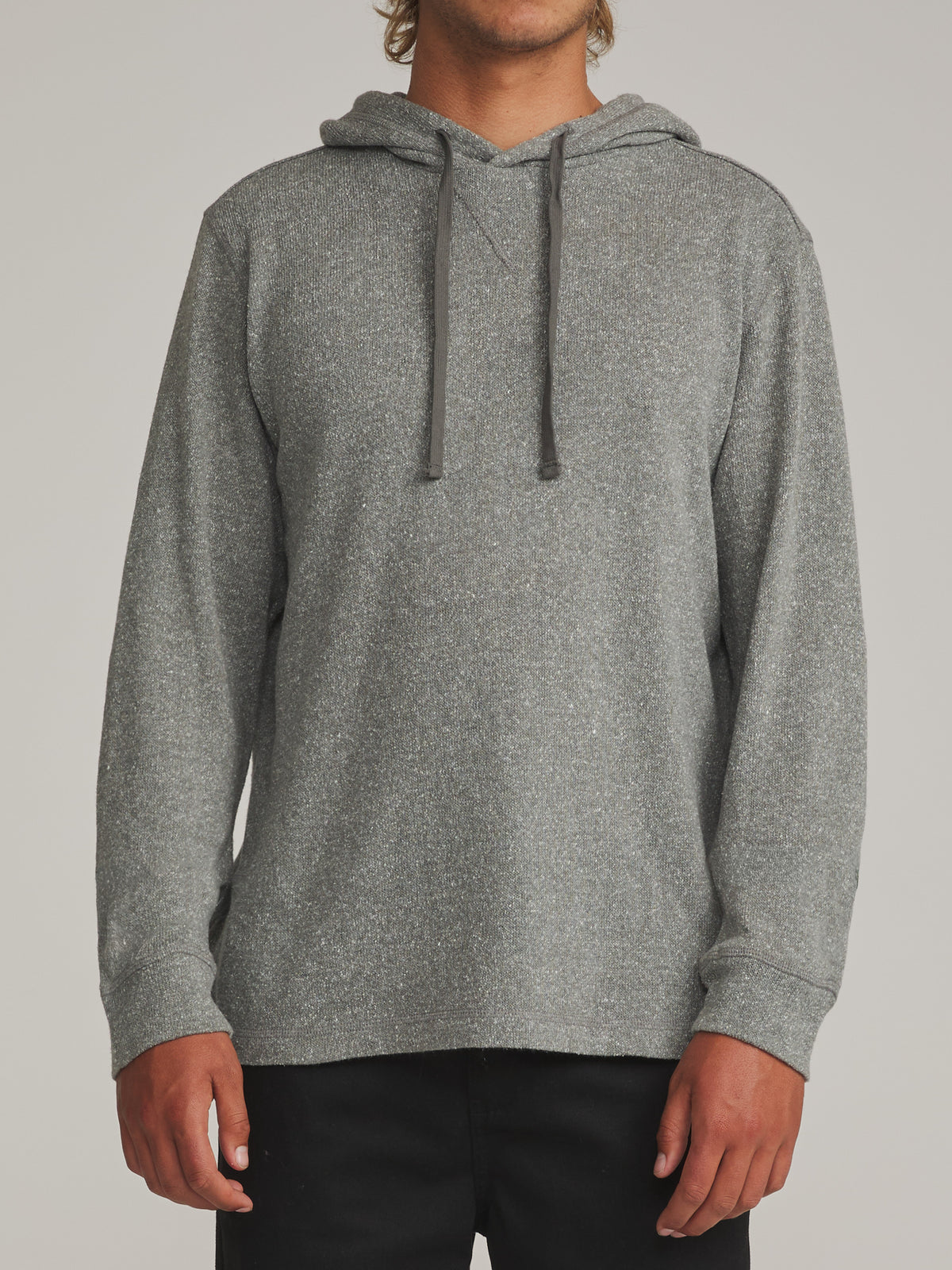 Katin Sock Hood Sweater in Gray - worn on model, front