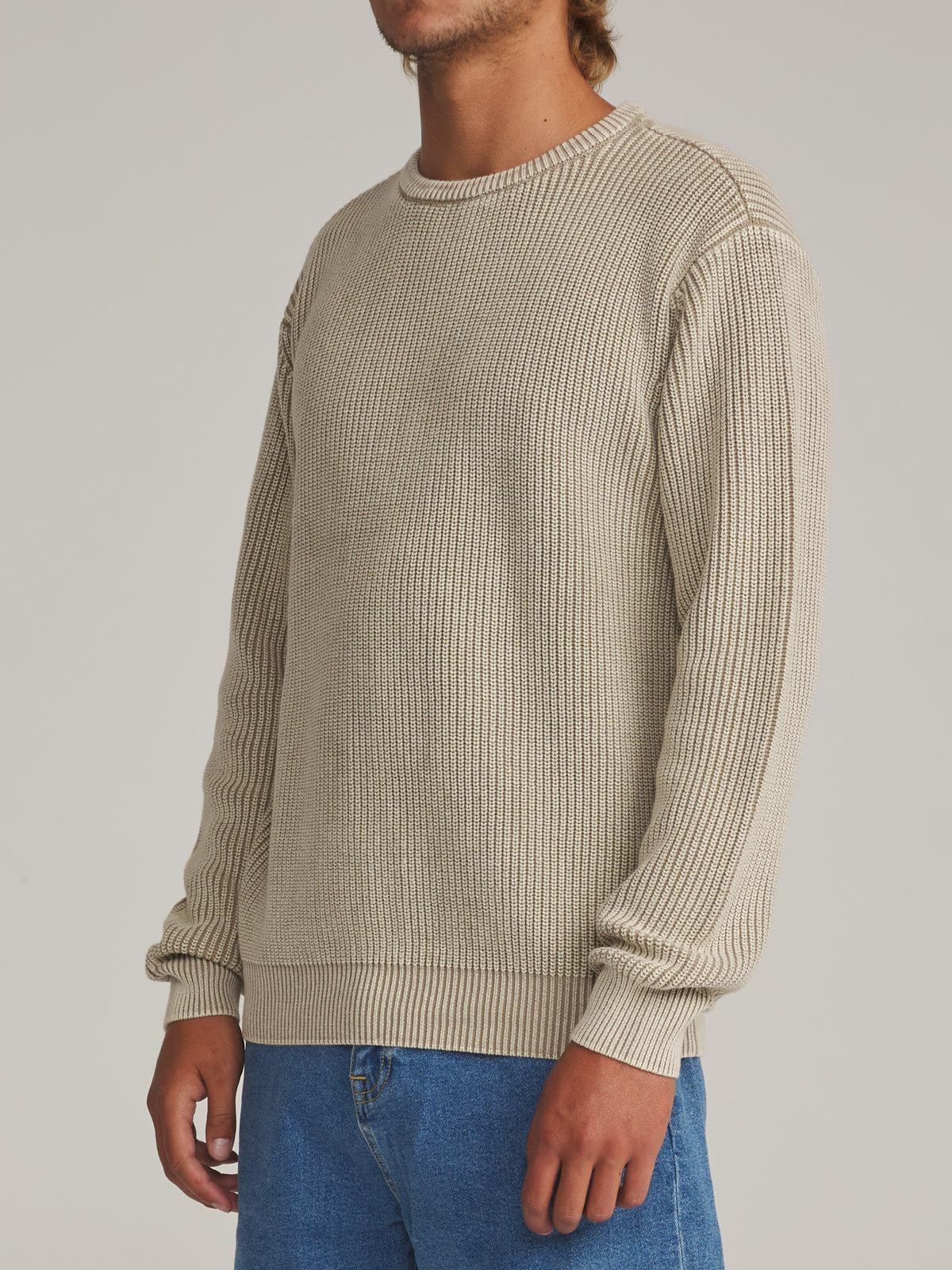 Katin Swell Sweater in Aluminum - worn on model, side
