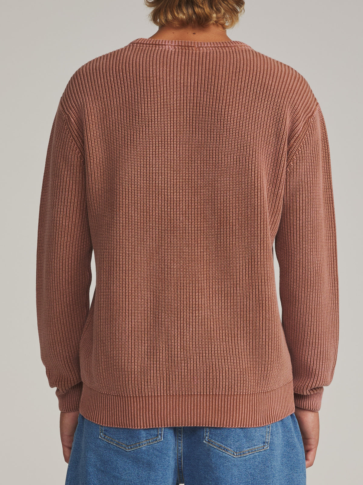 Katin Swell Sweater in Rust - worn on model, back