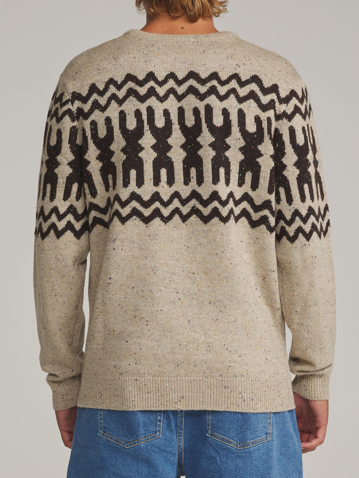 Katin Thompson Sweater in Tan - worn on model, back