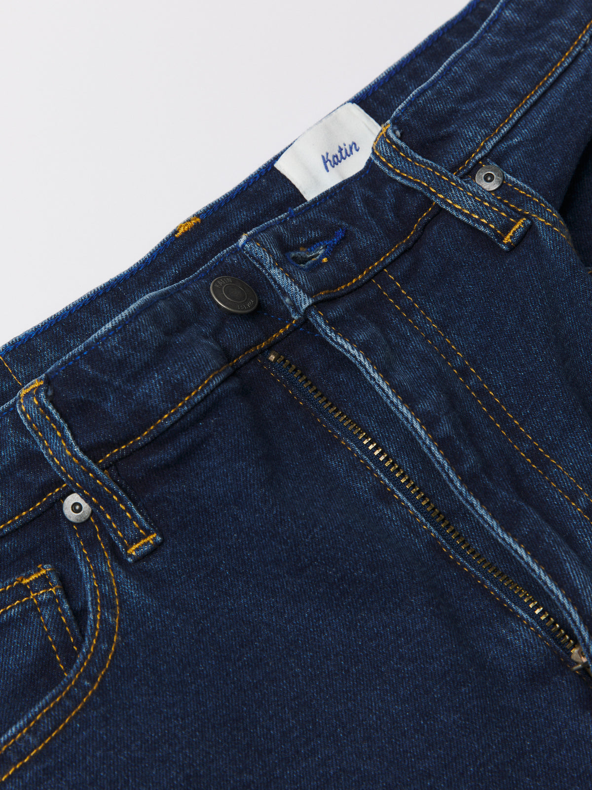 Katin George 64 Relaxed in Dark Indigo denim, flat, front detail #color_dark indigo