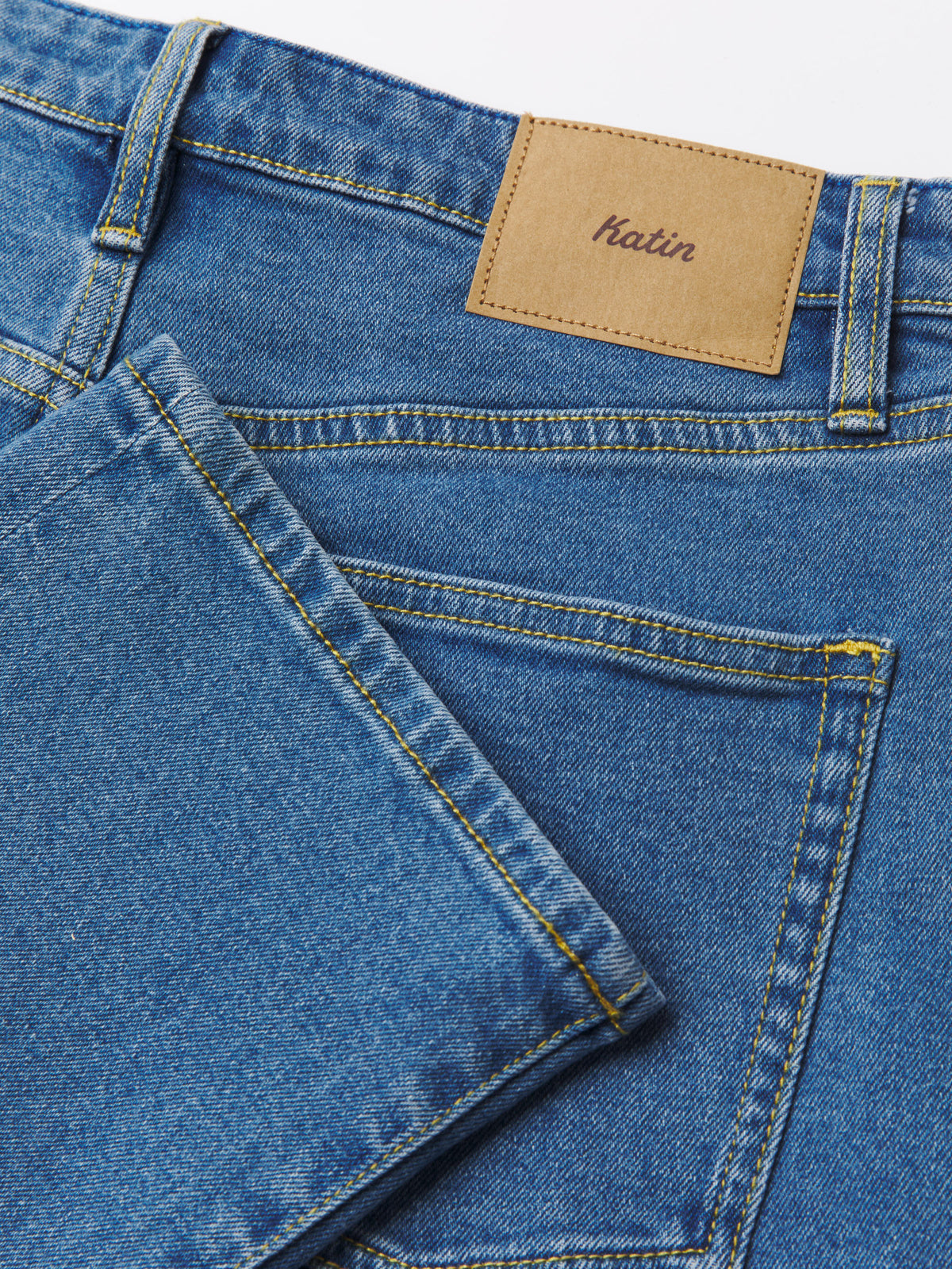 Katin George 64 Relaxed in Medium Indigo denim, flat, back detail #color_medium indigo