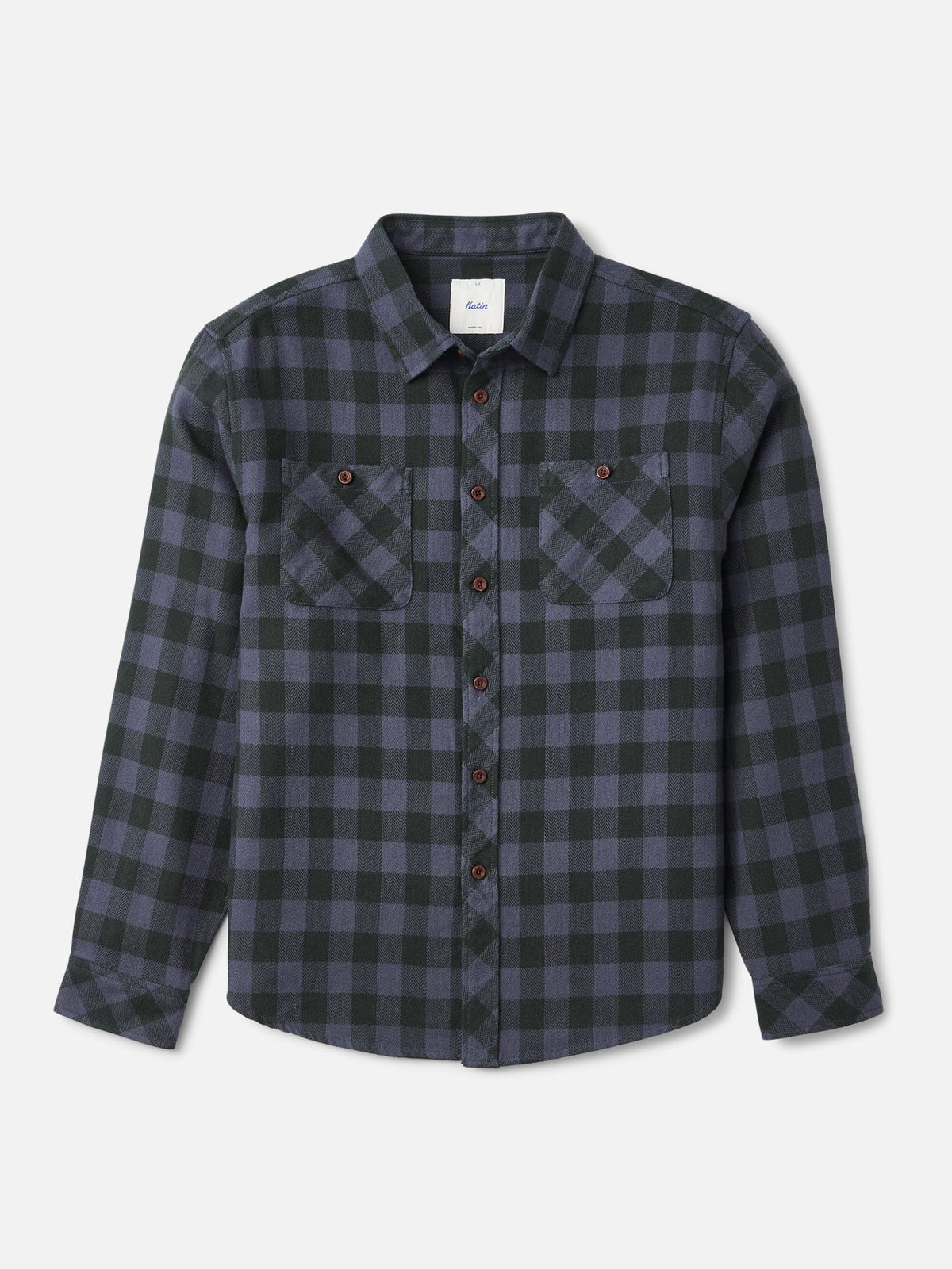 Katin Sierra Flannel in Washed Blue Plaid, flat, front #color_washed blue plaid