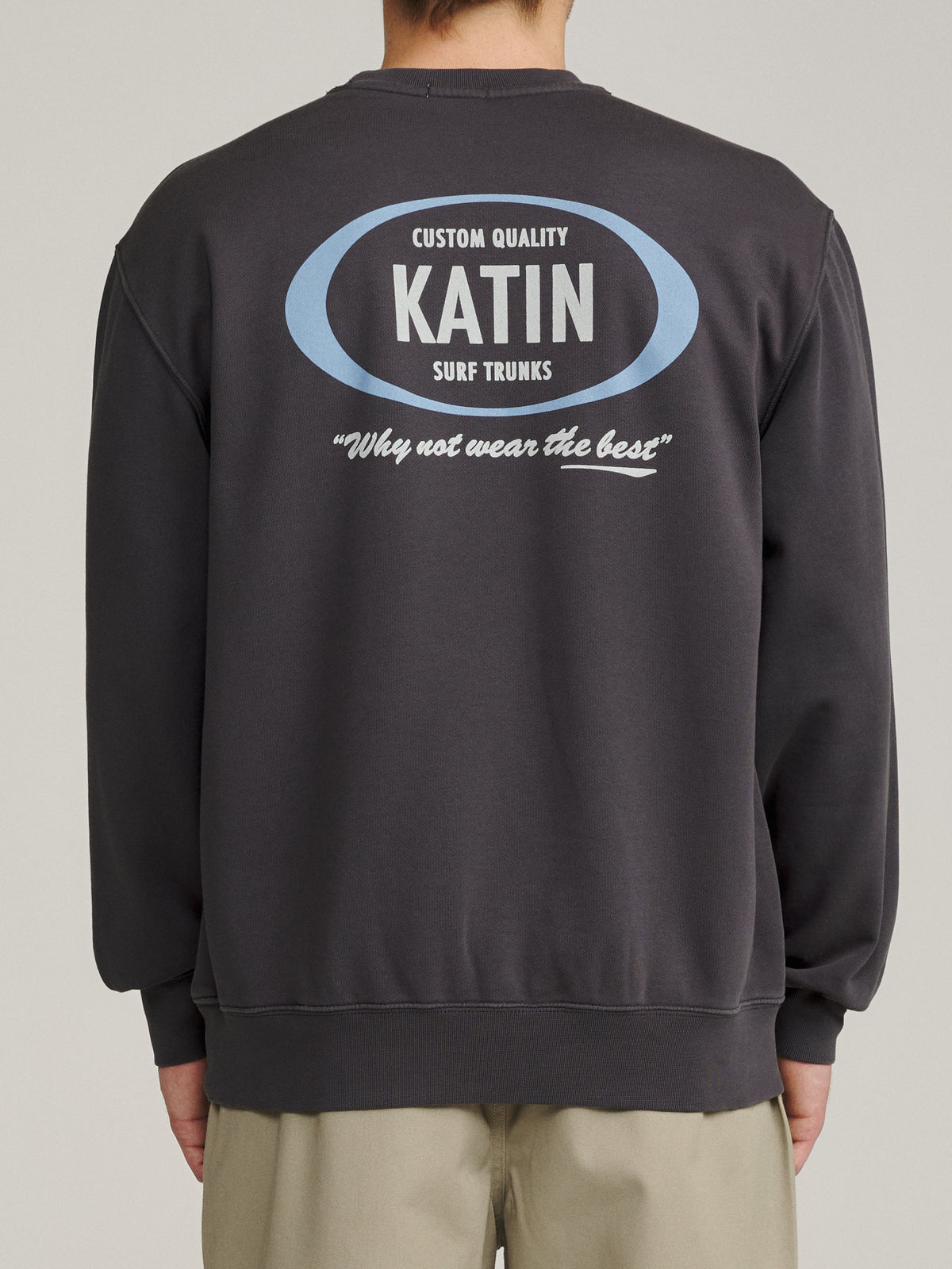 Katin Campo Crew in Polar Navy Vintage Wash, on model, back #color_polar navy vintage wash
