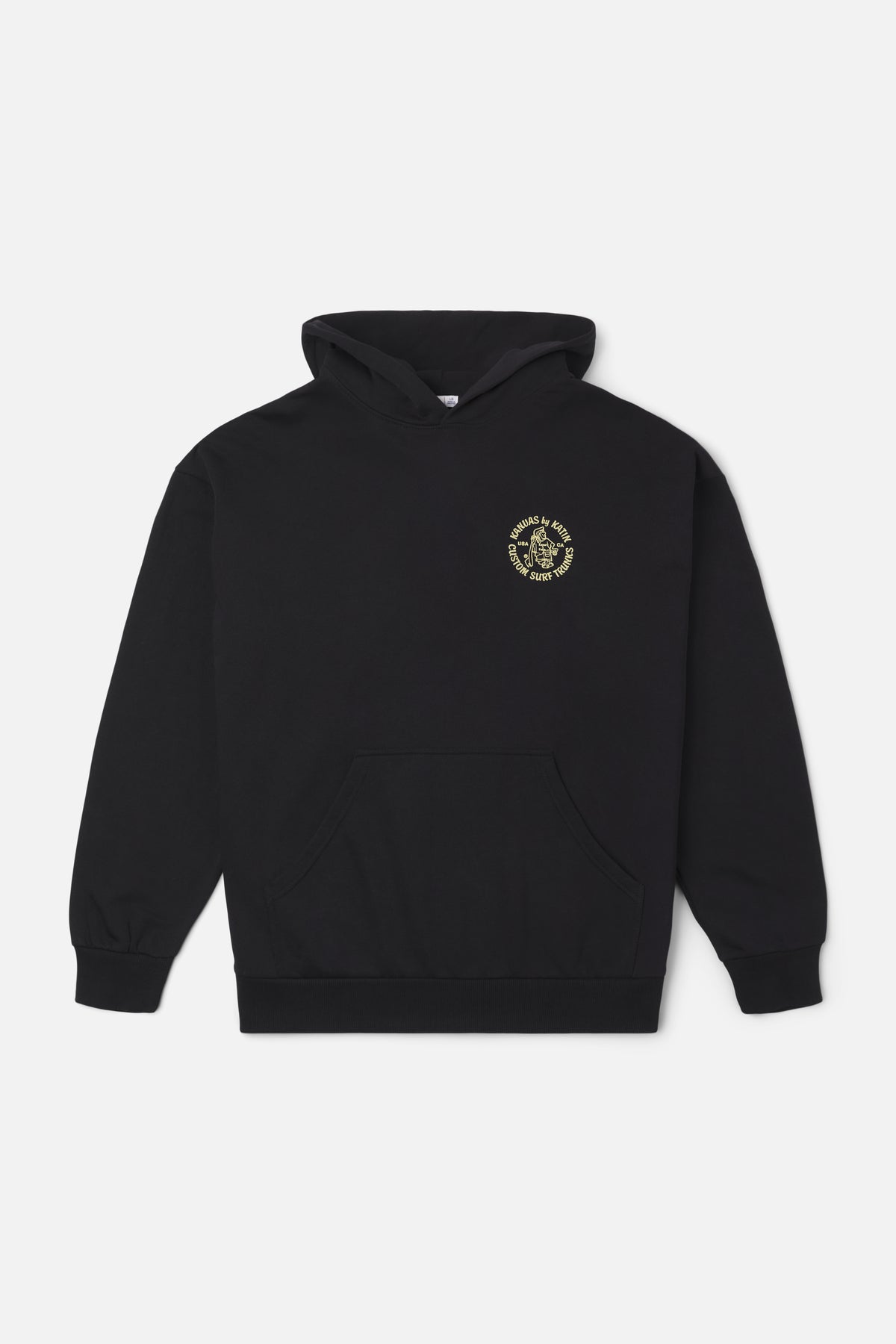 Katin Mark Hood in Black Wash heavyweight fleece, flat, front #color_black wash