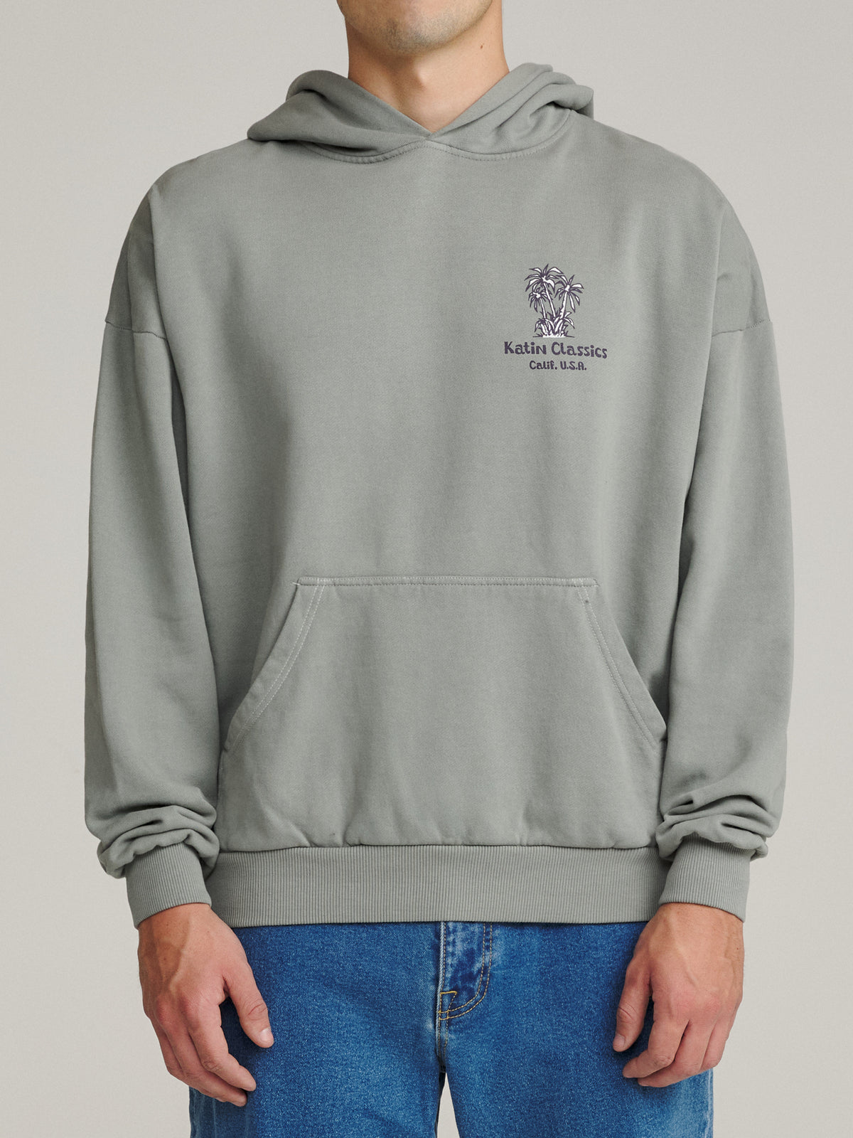 Katin Vine Hood in Graphite Vintage Wash, on model, front #color_graphite vintage wash