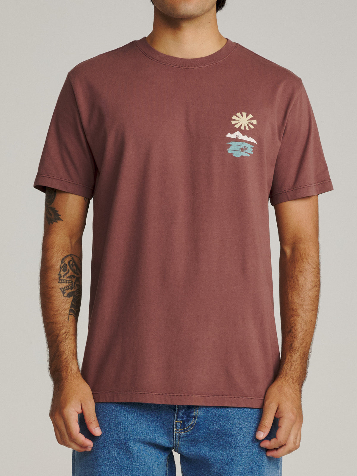 Katin Cascade Tee in French Roast Vintage Wash, on model, front #color_french roast vintage wash