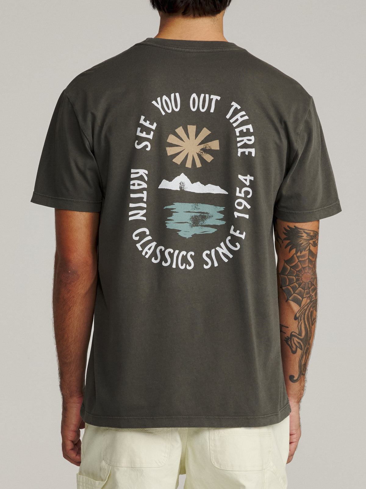 Katin Cascade Tee in Lead Vintage Wash midweight jersey, on model, back #color_lead vintage wash