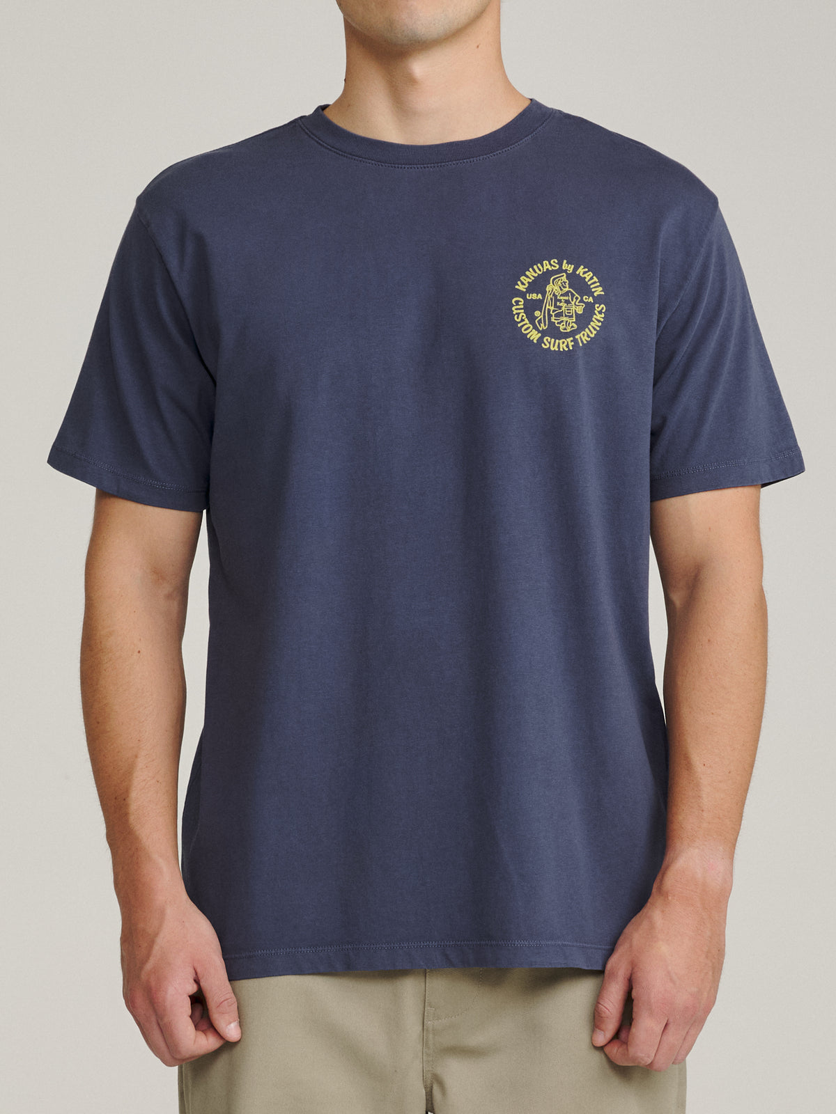 Katin Mark Tee in Washed Blue Vintage Wash, on model, front #color_washed blue vintage wash