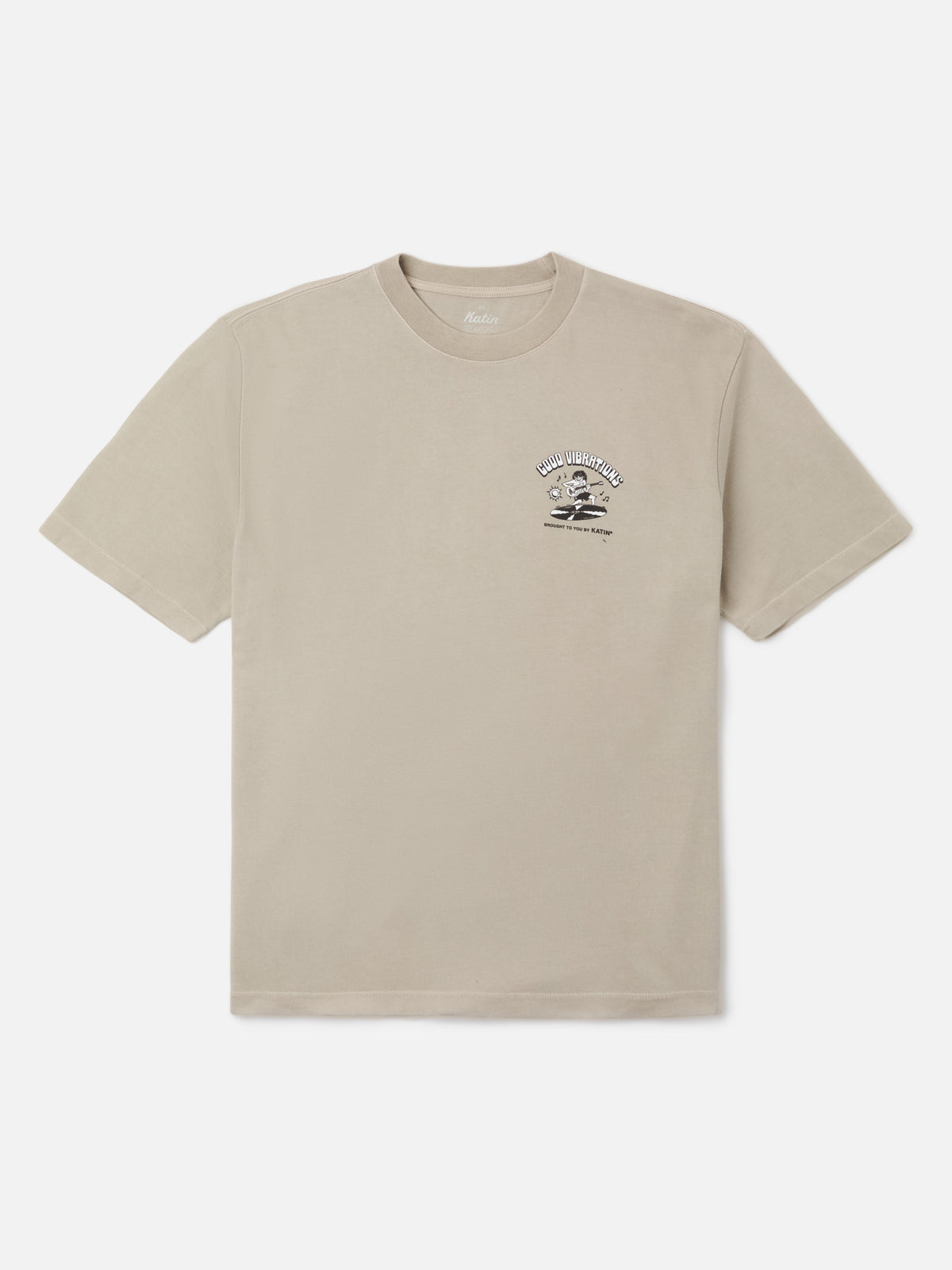 Katin Surf Rock Box Fit Tee in Cement Vintage Wash, flat, front #color_cement vintage wash