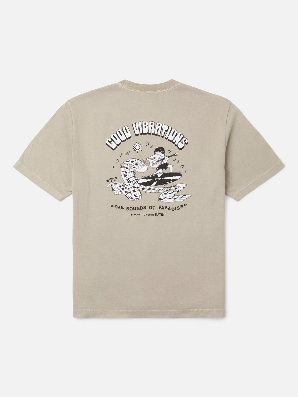 Katin Surf Rock Box Fit Tee in Cement Vintage Wash, flat, back #color_cement vintage wash