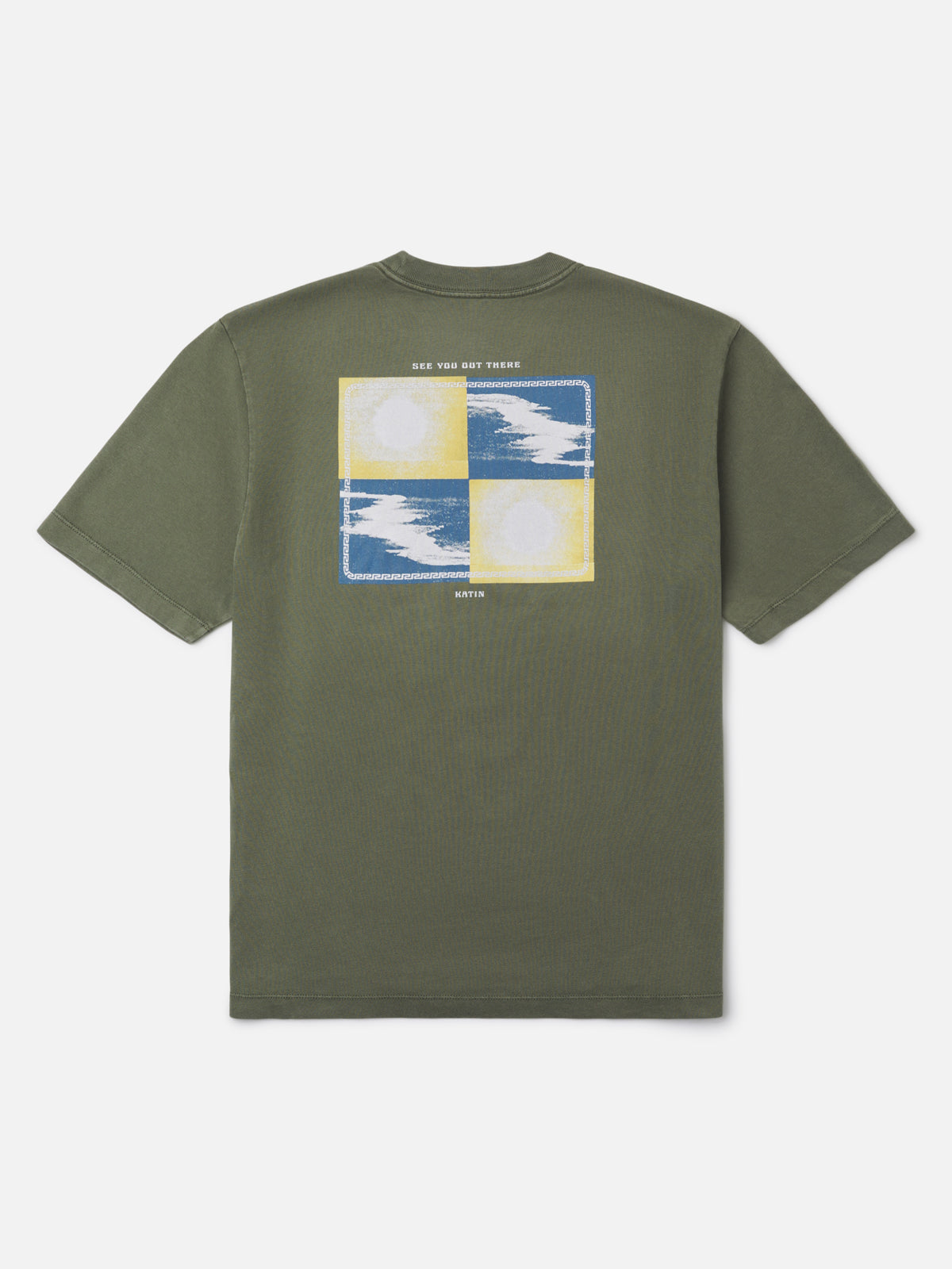 Katin Vantage Box Fit Tee in Clover Vintage Wash, flat, back #color_clover vintage wash