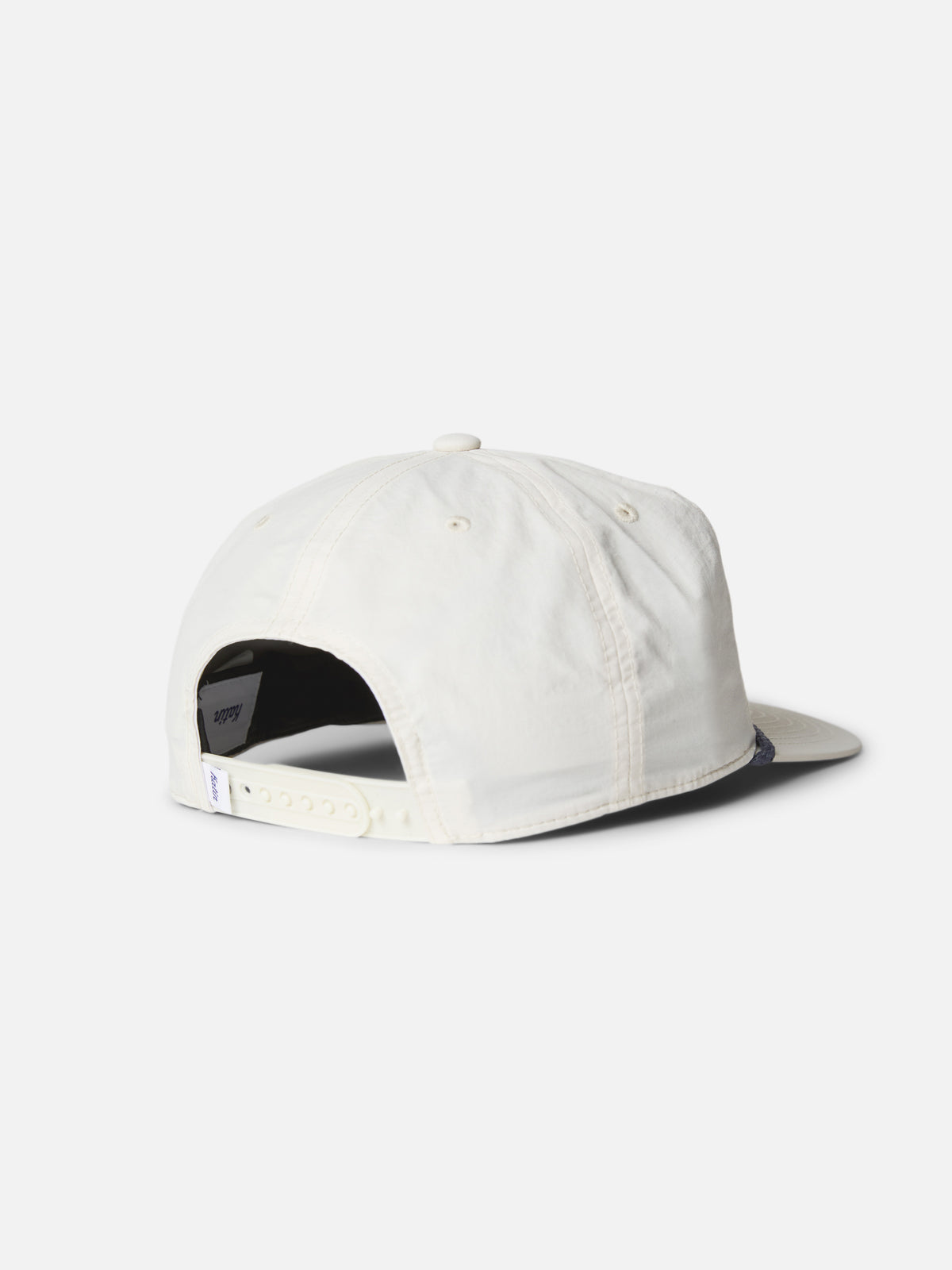 Katin Shuck Hat in Vintage White recycled nylon with brim rope, flat, back #color_vintage white