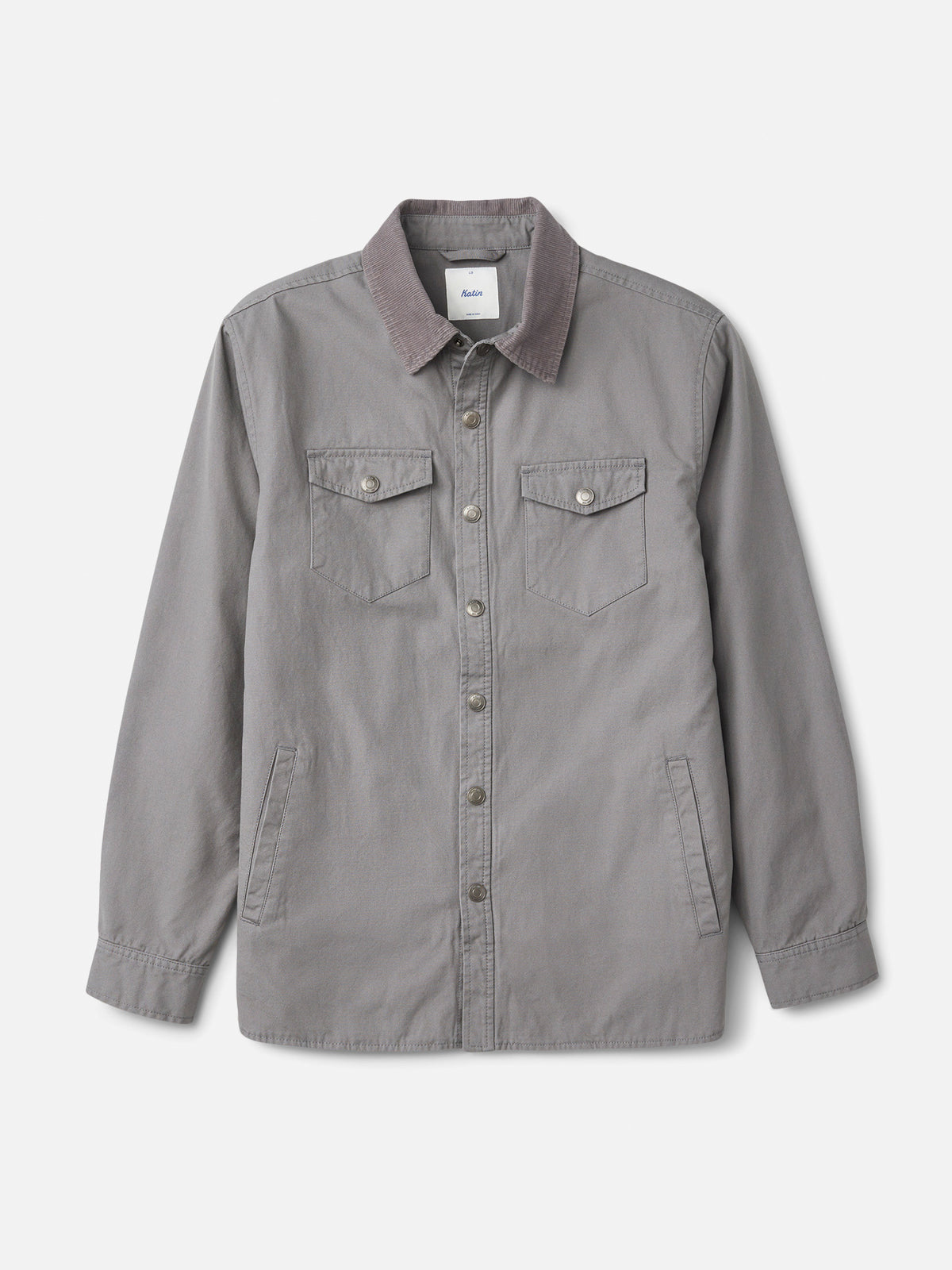 Katin Campbell Shirt Jacket in Graphite canvas, flat, front #color_graphite