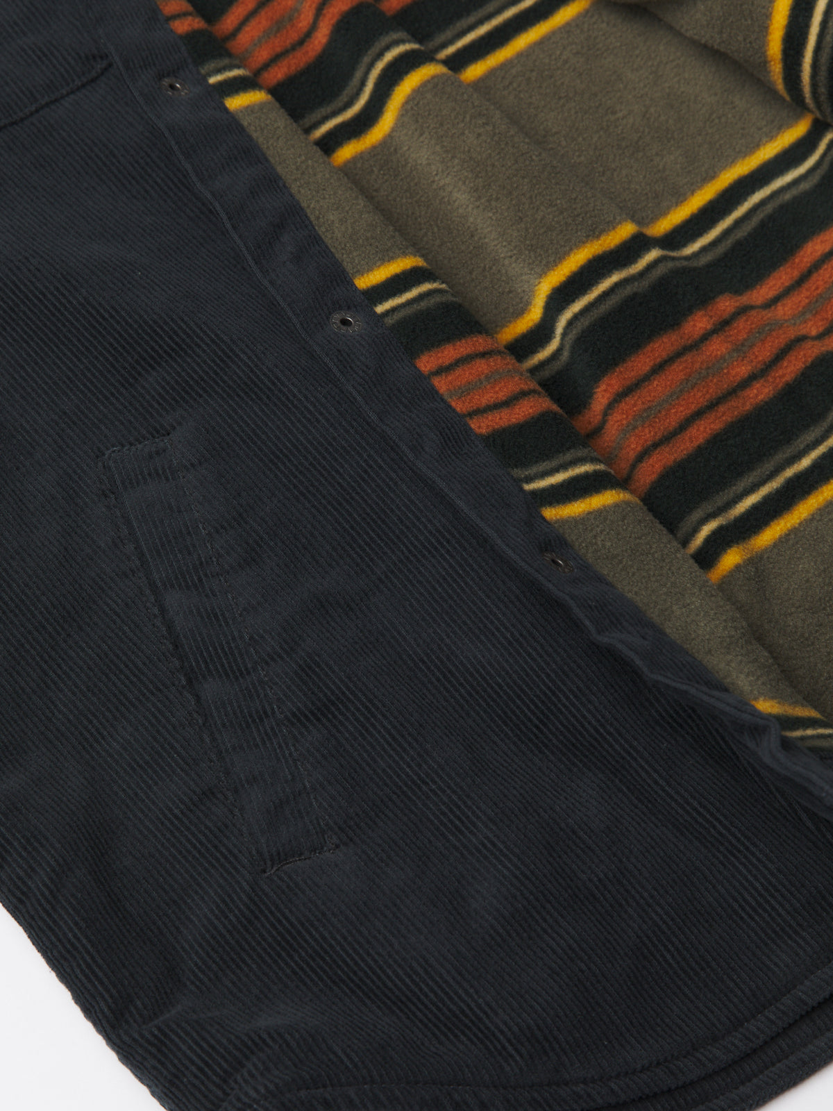 Katin Harold Corduroy Shirt Jacket in Black Wash, liner detail #color_black wash