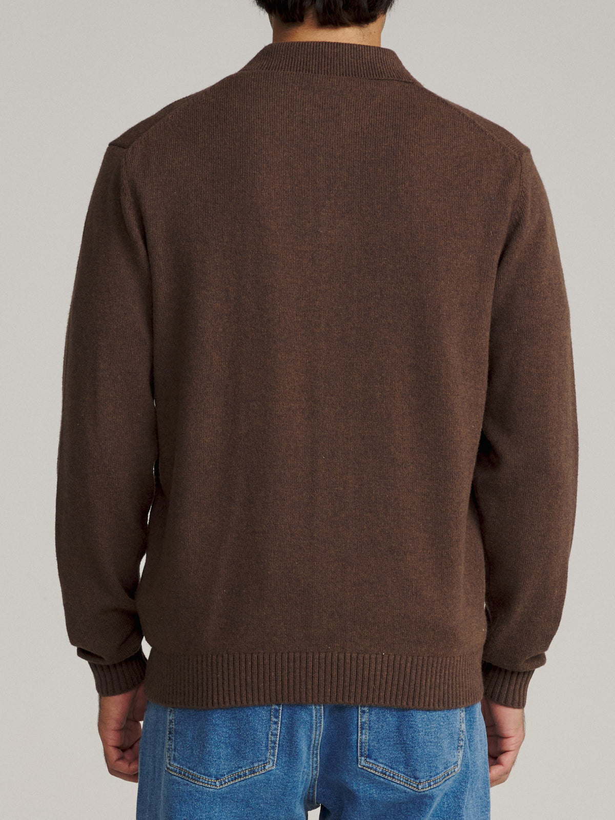 Katin Conor Sweater in Heather Brown, on model, back #color_heather brown