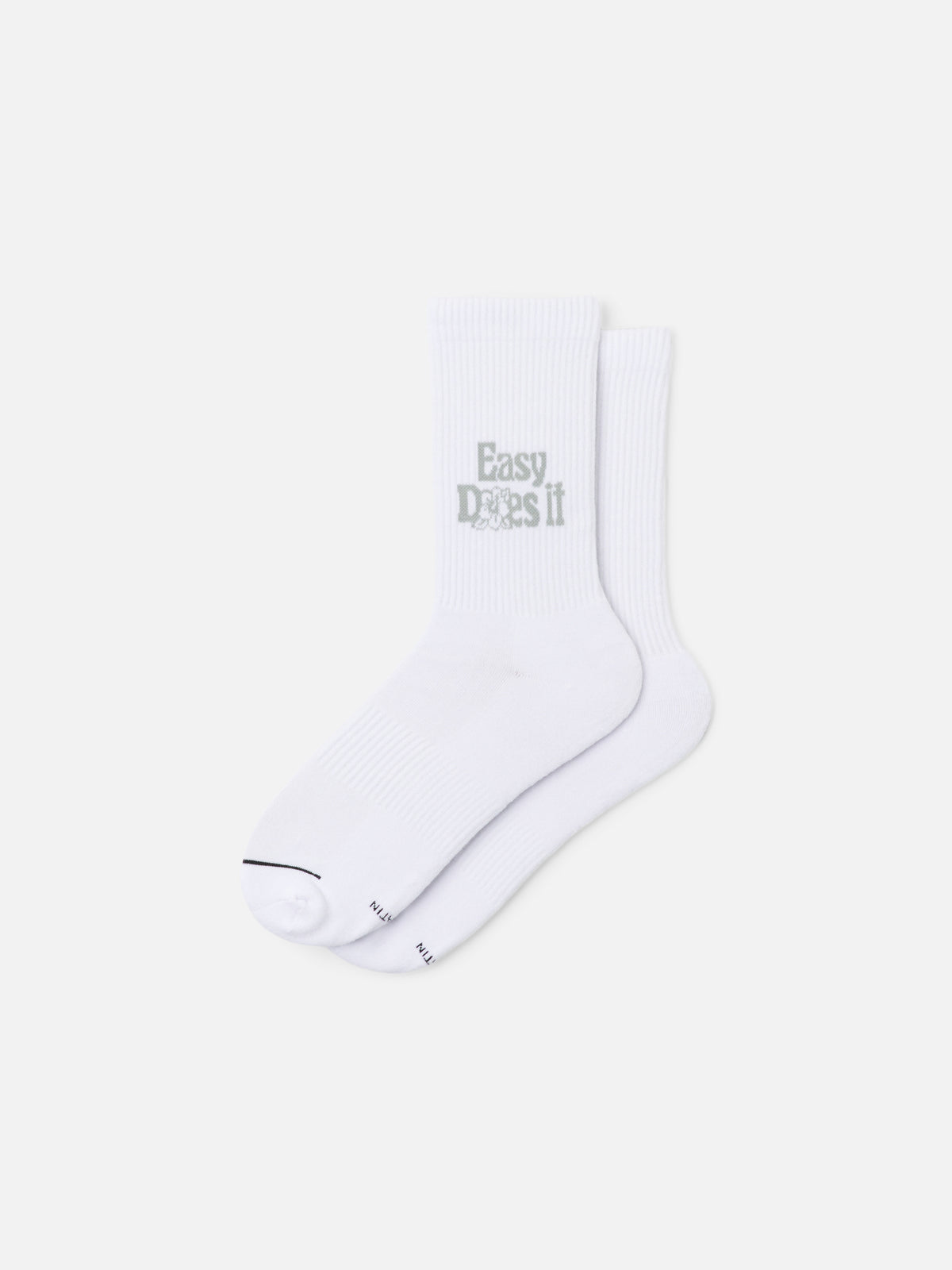 Katin Bloom Sock in White terry cushioned footbeds with a custom jaquard Katin graphic #color_white