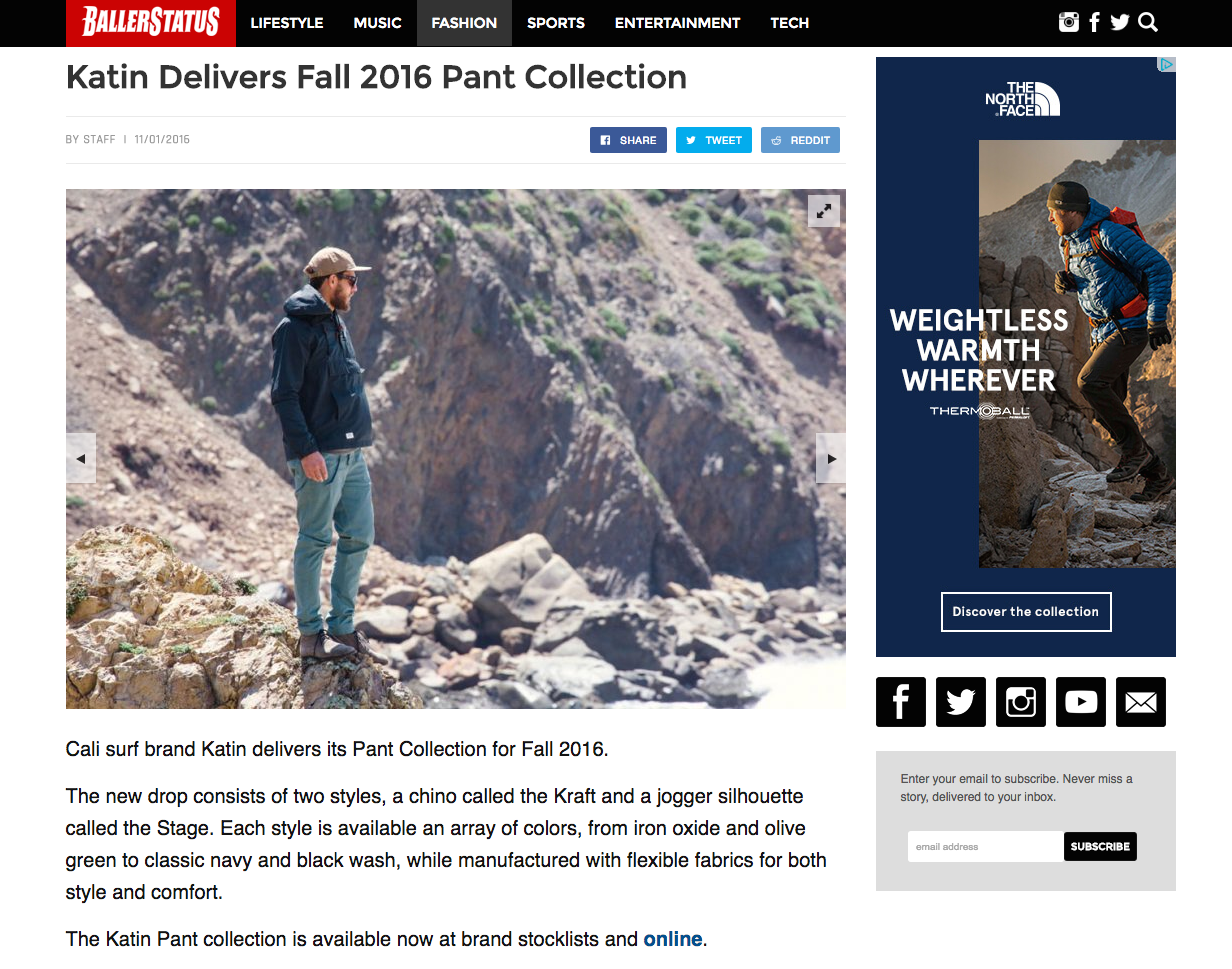PRESS: BallerStatus.com Features Katin Pant Collection