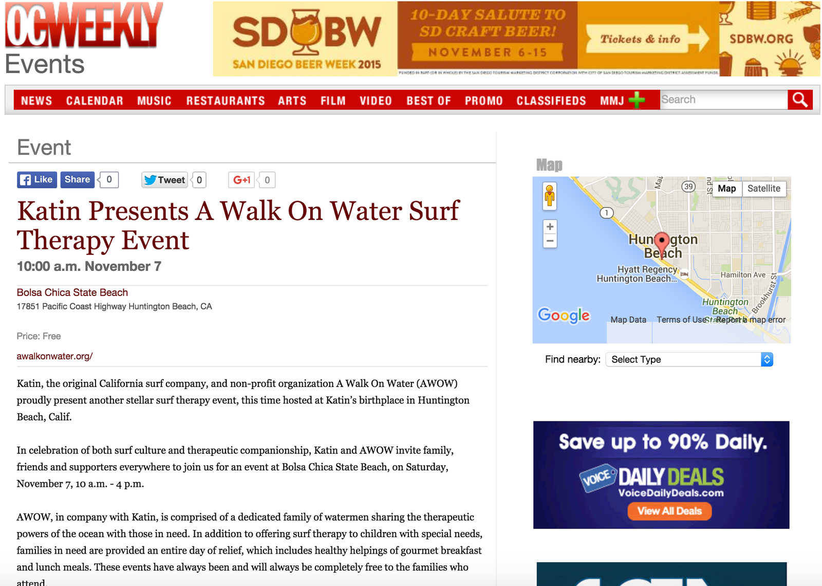PRESS: OC Weekly 'Katin Presents A Walk On Water Surf Therapy Event'