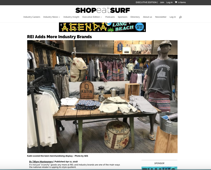 PRESS: Shop-Eat-Surf Features Katin Retail Display at REI