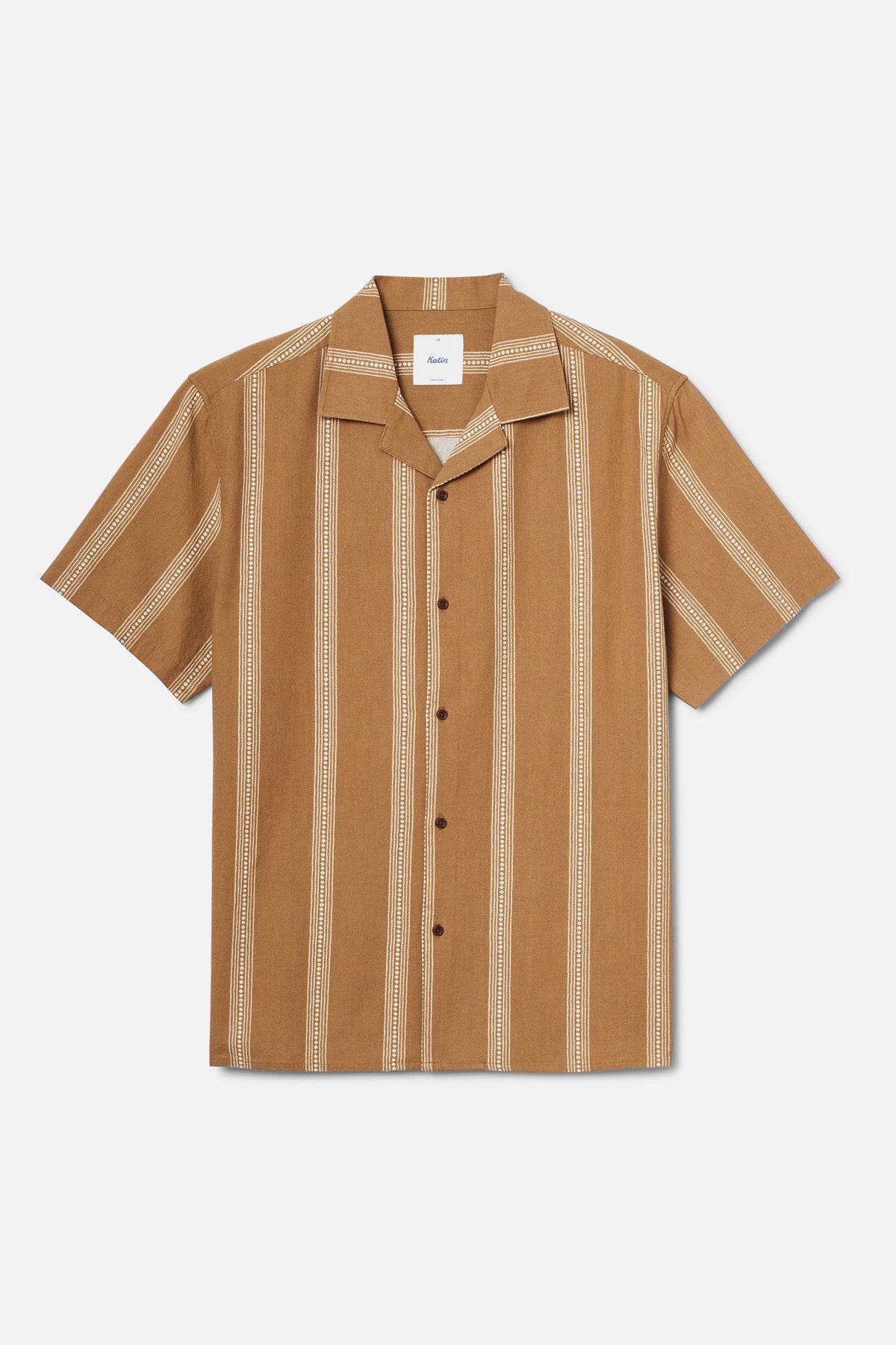 Brown and beige striped shirt on a white background